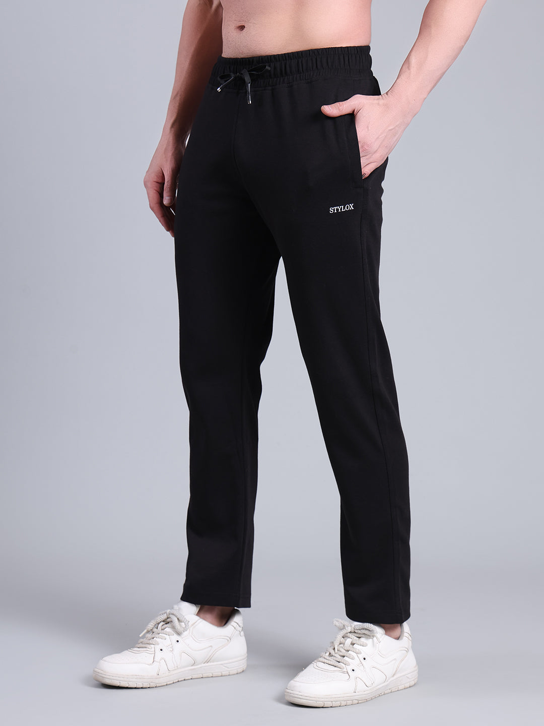 Stylox Men’s Slim Fit Trackpants | Stretchable Cotton Blend Joggers with Elastic Waist & Drawstring
