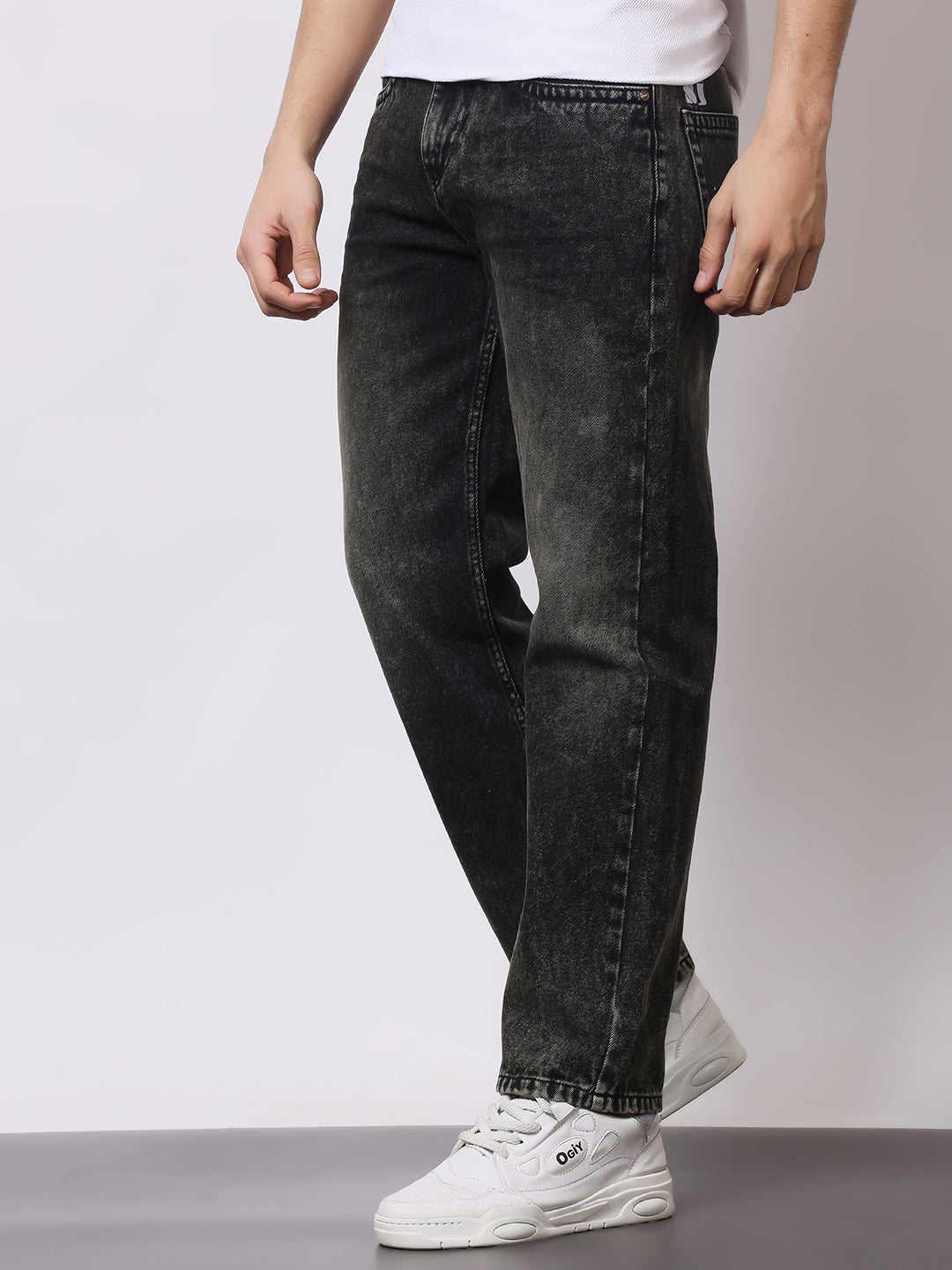 Stylox Men’s Relaxed Fit Dusty Black Jeans | Dusty Black Straight Fit Denim for Everyday Casual & Streetwear Style - Stylox