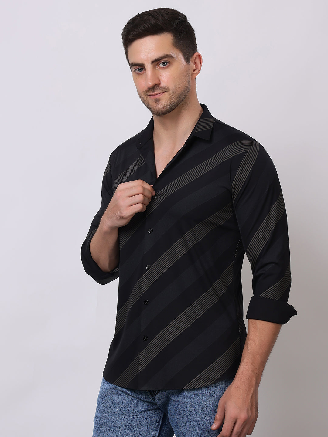 Stylox Premium Full Sleeve Striped Men’s Shirt | Stylish Slim Fit Casual & Formal Wear