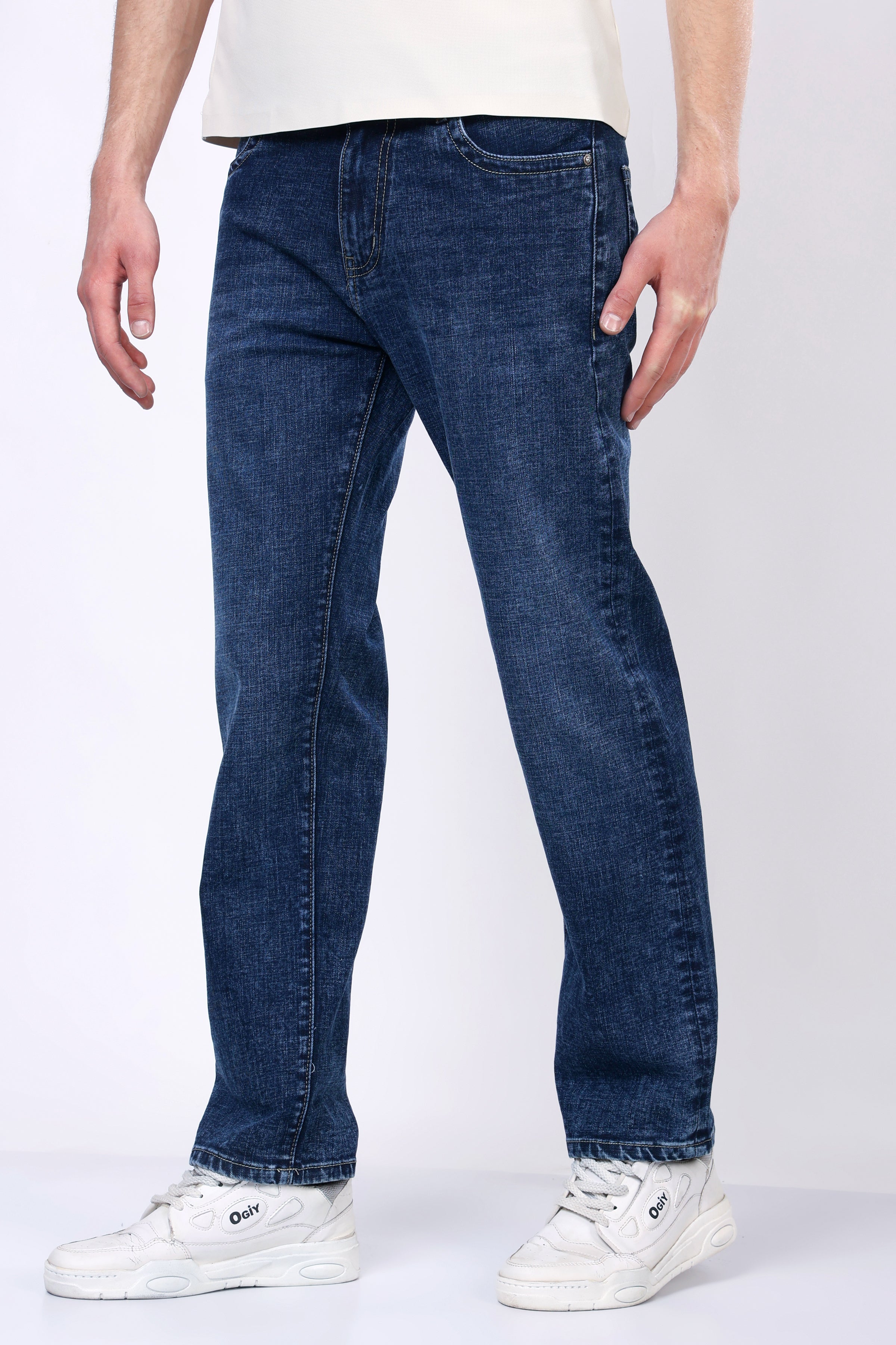 Stylox Men’s Comfort Fit Stretchable Dark Blue Denim Jeans - Stylox