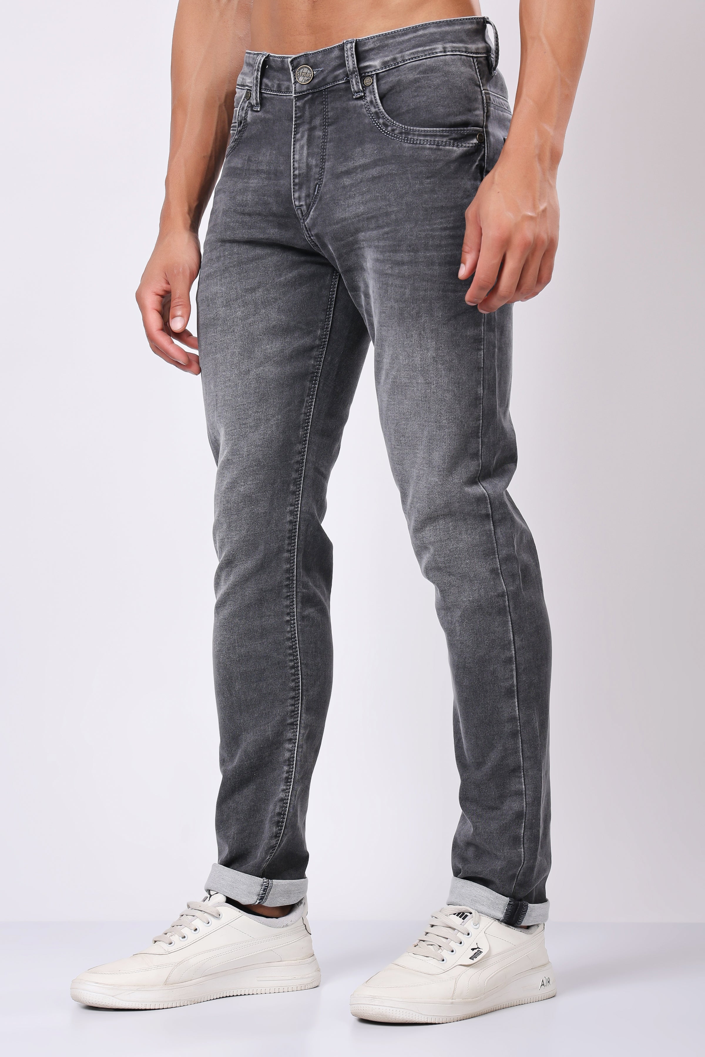 Stylox Slim Fit Denim Jeans - Light Grey, Mid Grey, Dark Grey