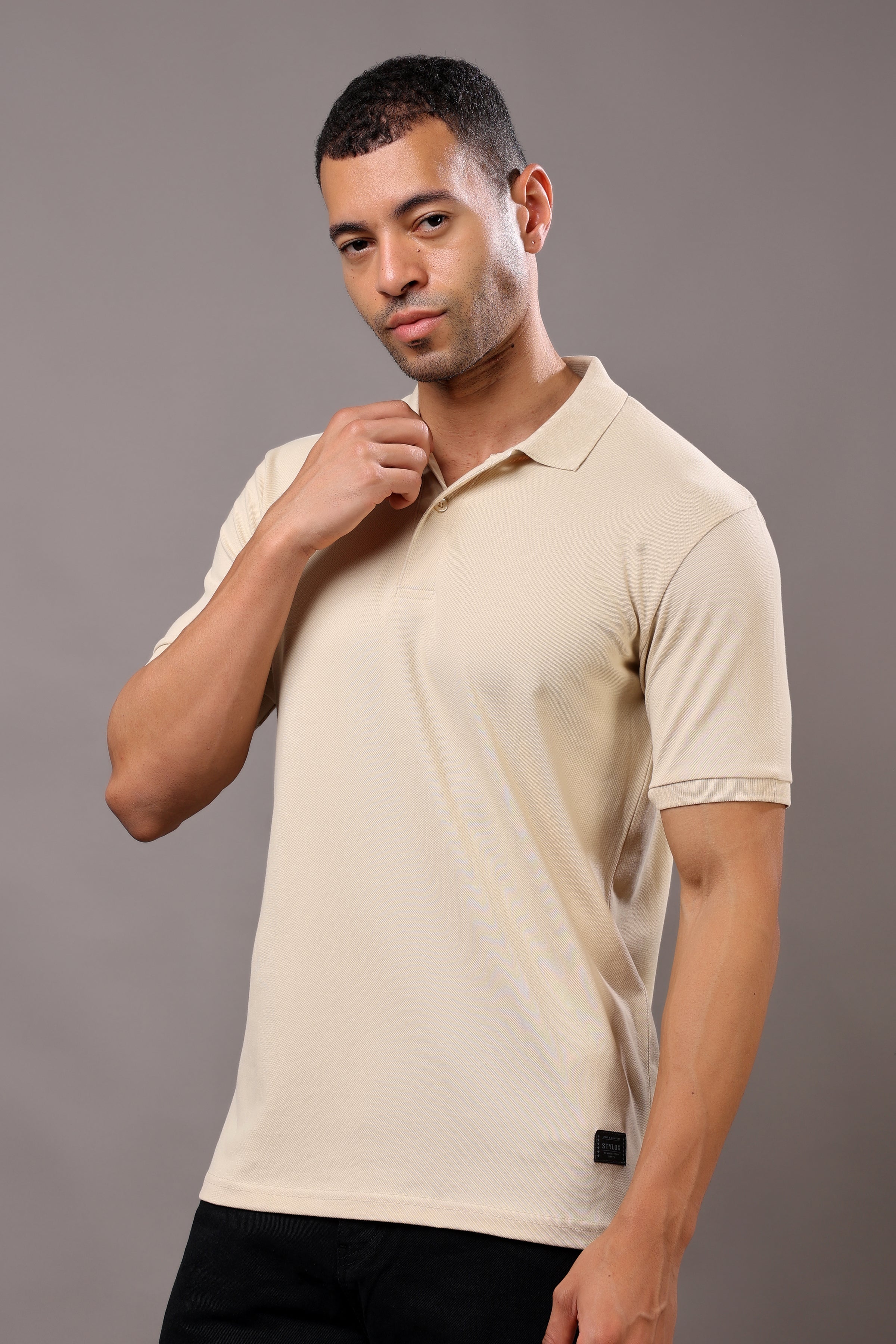 Stylox Men’s Polo Collar Solid T-Shirt - Soft, Breathable & Everyday Wear