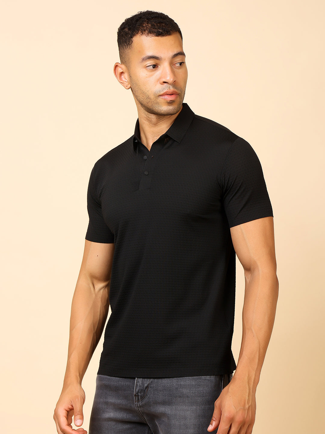 Stylox Premium Stretchable Nylon-Spandex Solid Polo T-Shirt – Sleek Comfort & Performance