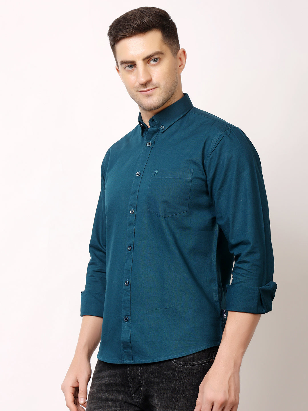Stylox Men’s Premium Oxford Full Sleeve Solid Shirt | Casual & Formal Wear | Soft Cotton Blend
