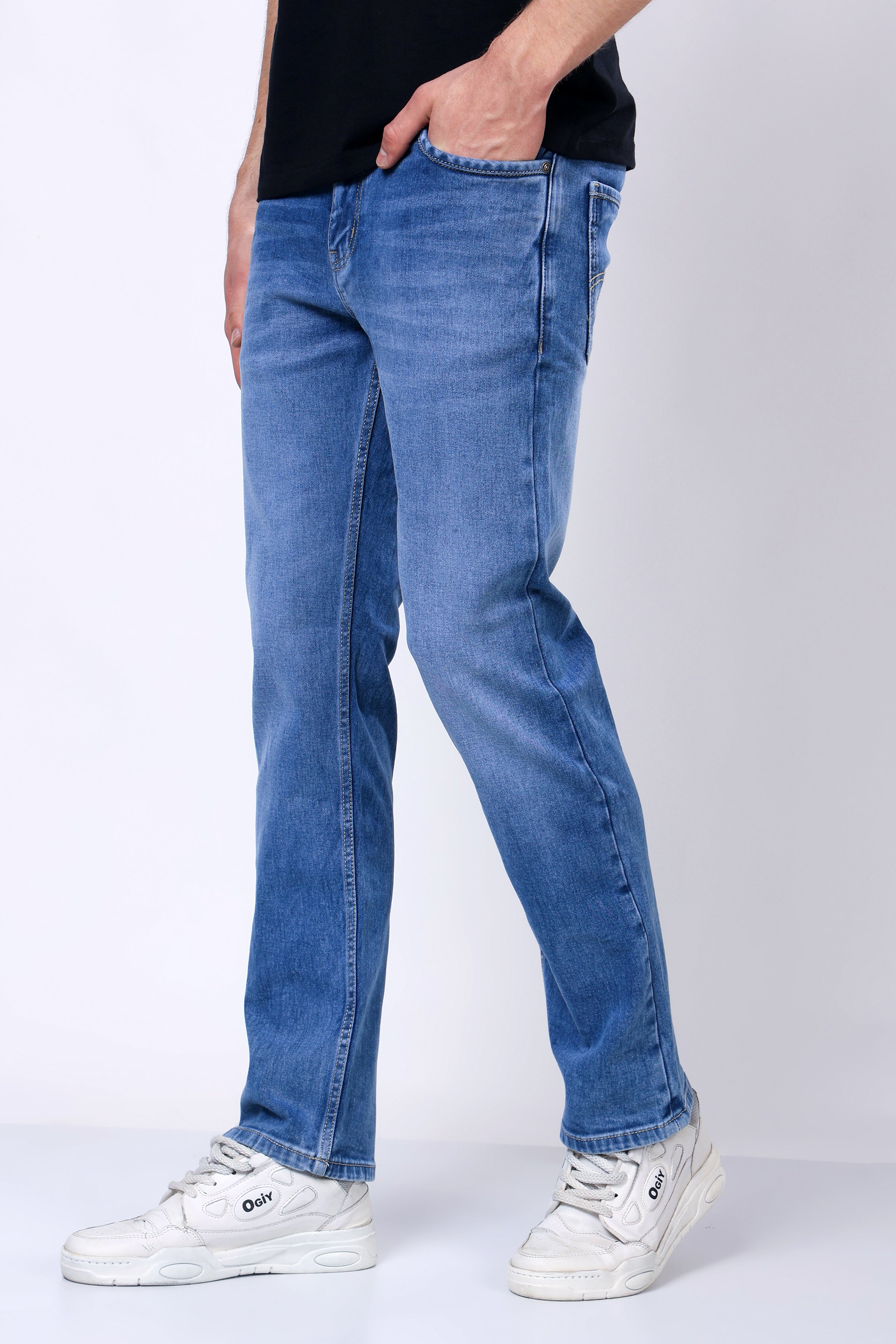 Stylox Men’s Mid-Rise Comfort Fit Stretchable Dark Blue Denim Jeans - Stylox