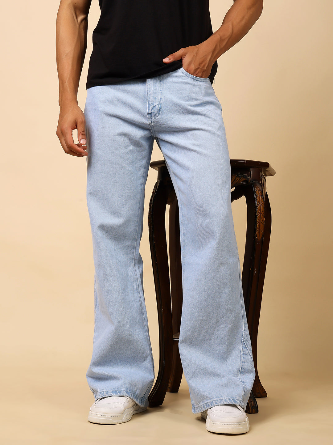 Stylox Men’s Baggy Fit Relaxed Casual Denim Jeans - Dark Blue, Mid Night Blue & Light Blue,