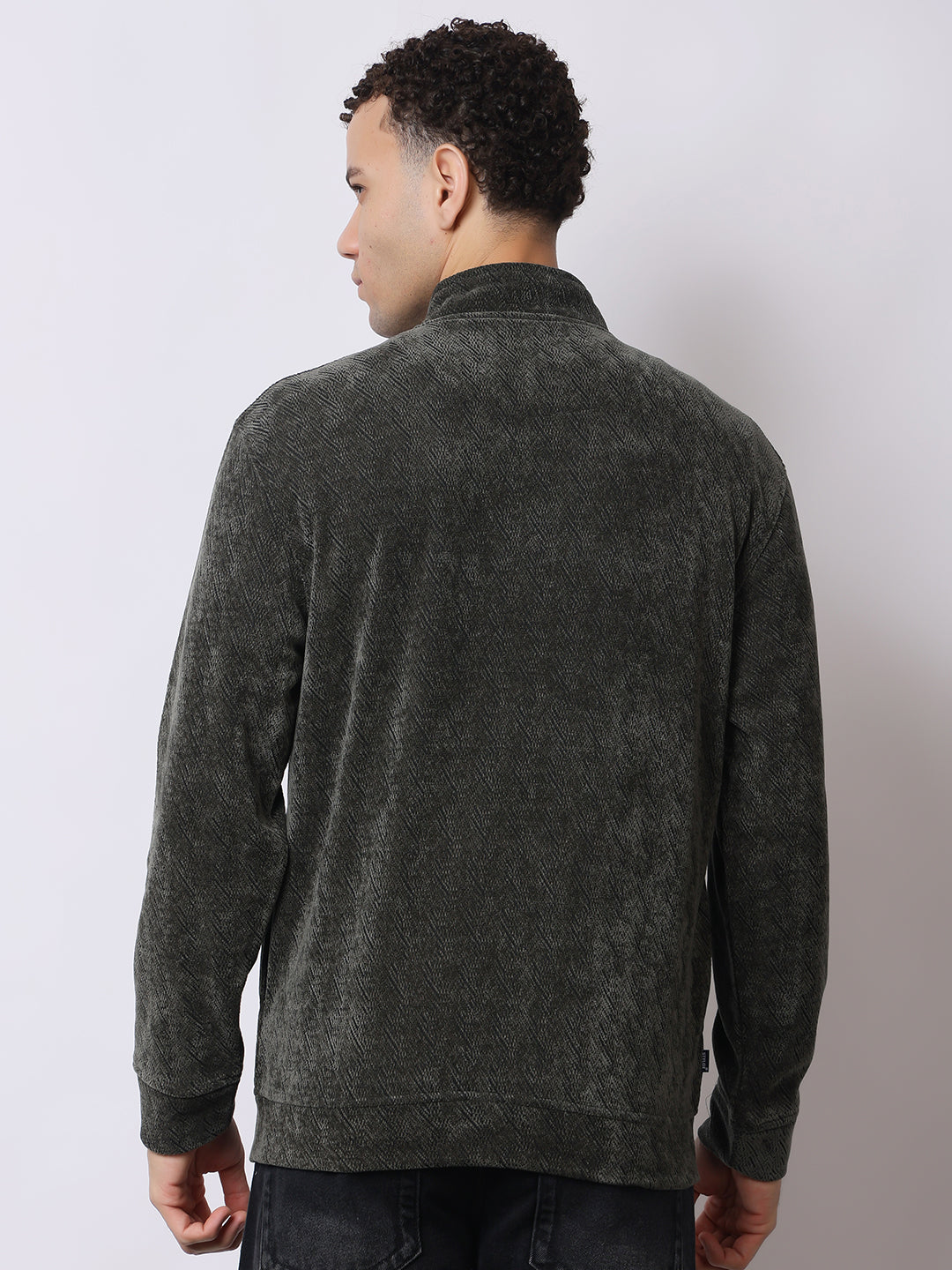 Stylox Men’s Textured Winter Jacket – High-Neck Full-Zip Warm Fleece Jacket for Casual & Daily Wear