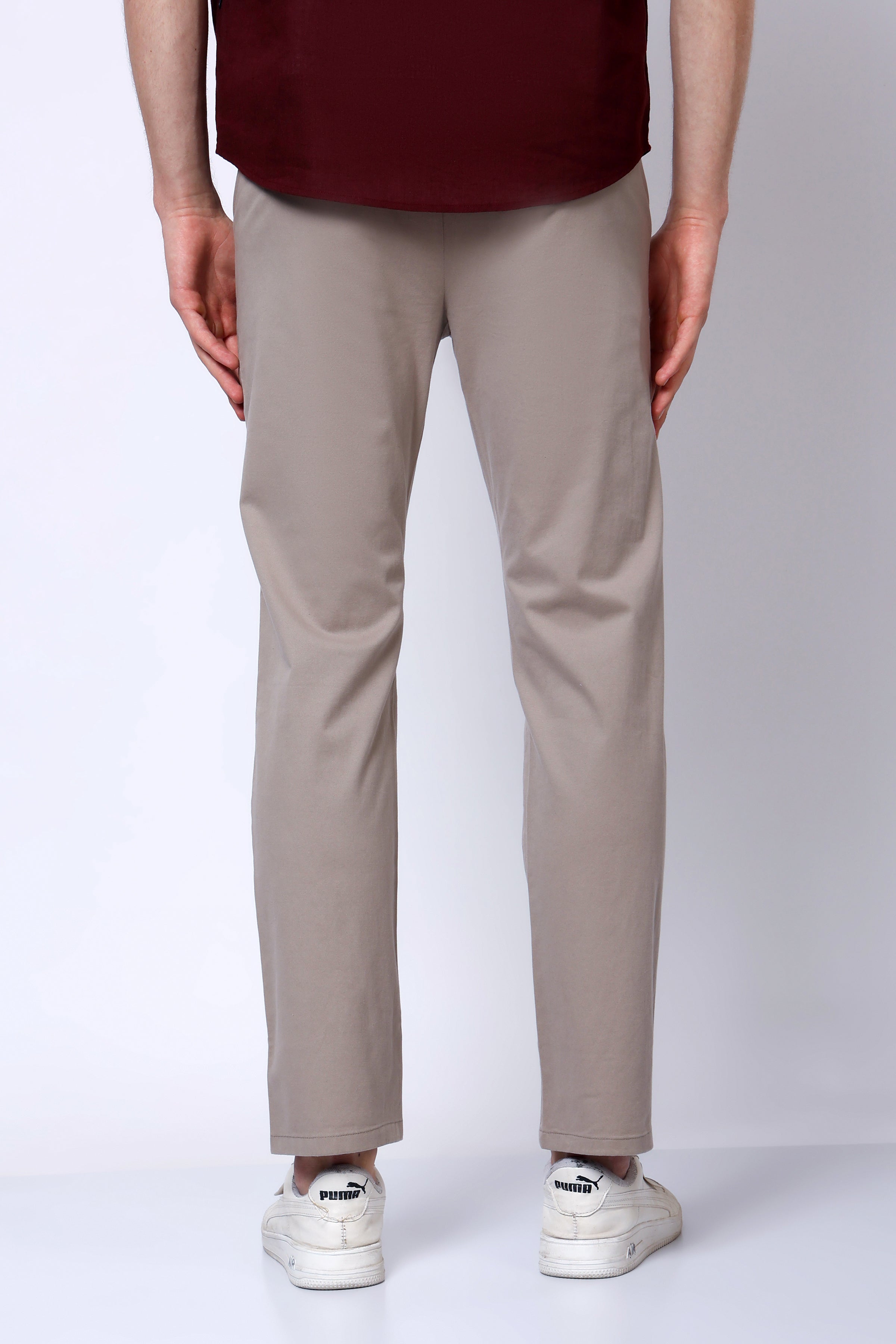 Stylox Men’s Straight Fit Casual Trousers with Comfort-Sand - Stylox