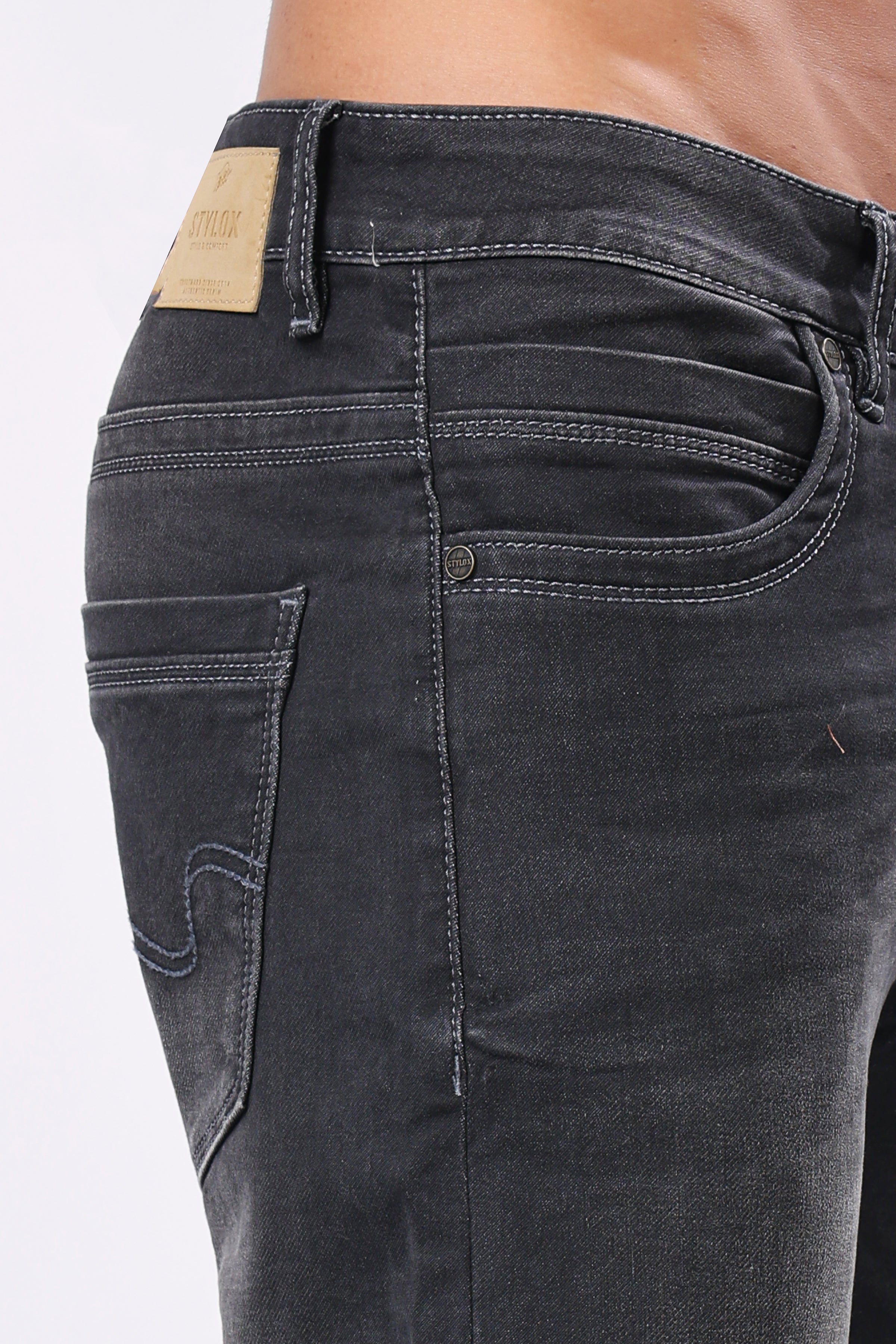 Stylox Slim Fit Denim Jeans - Light Grey, Mid Grey, Dark Grey
