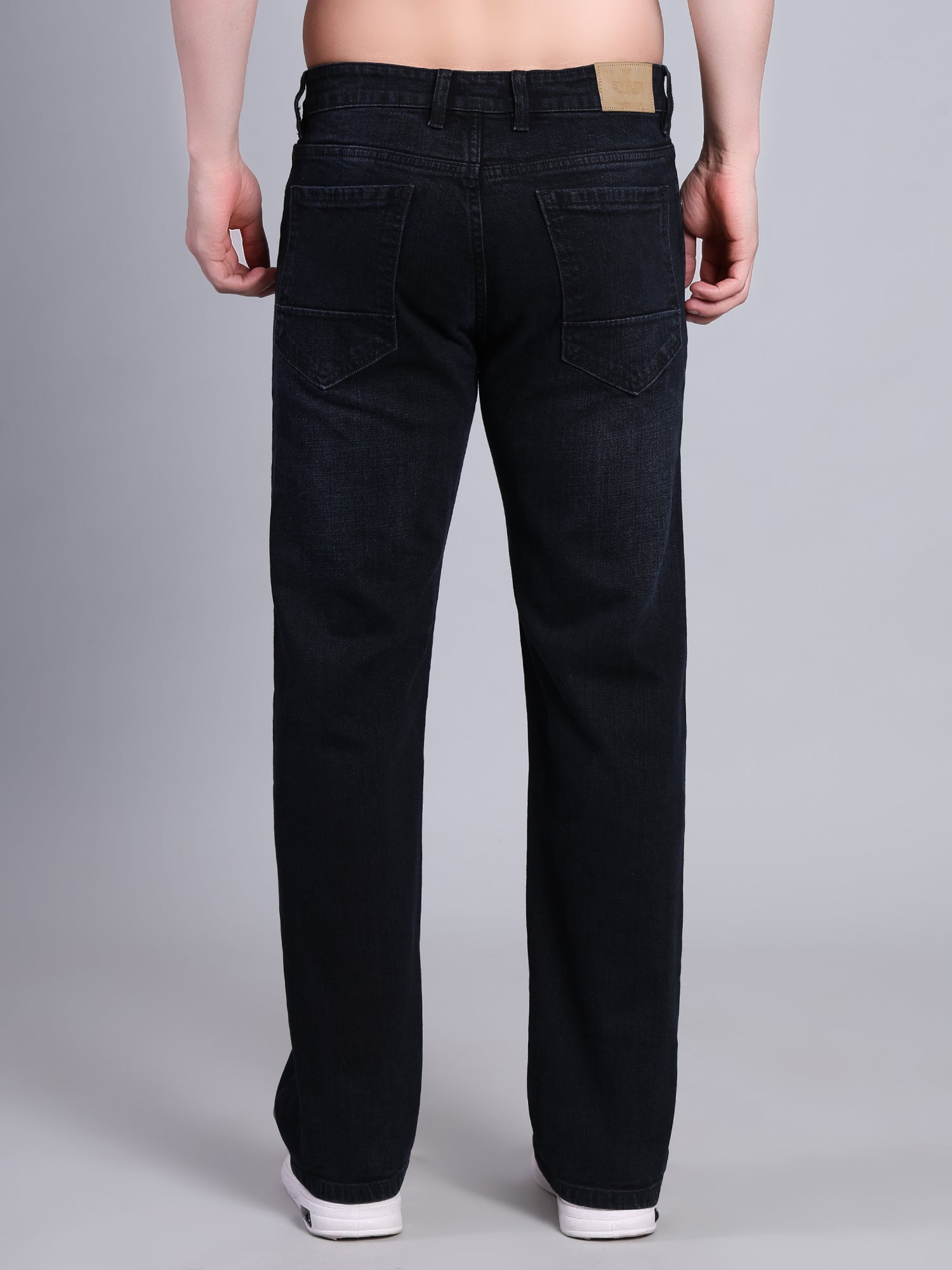 Stylox Men’s Mid-Rise Straight Fit Classic Washed Denim Jeans-Dark Grey - Stylox