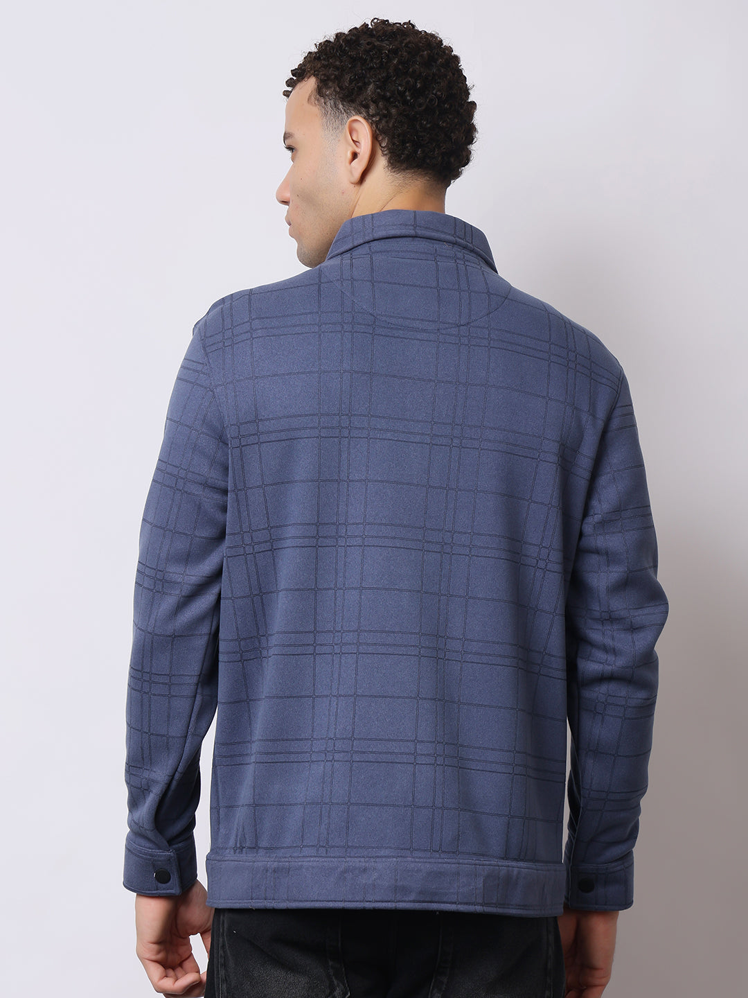 Stylox Men’s Checkered Winter Shacket – Warm Button-Down Fleece Jacket with Utility Pockets