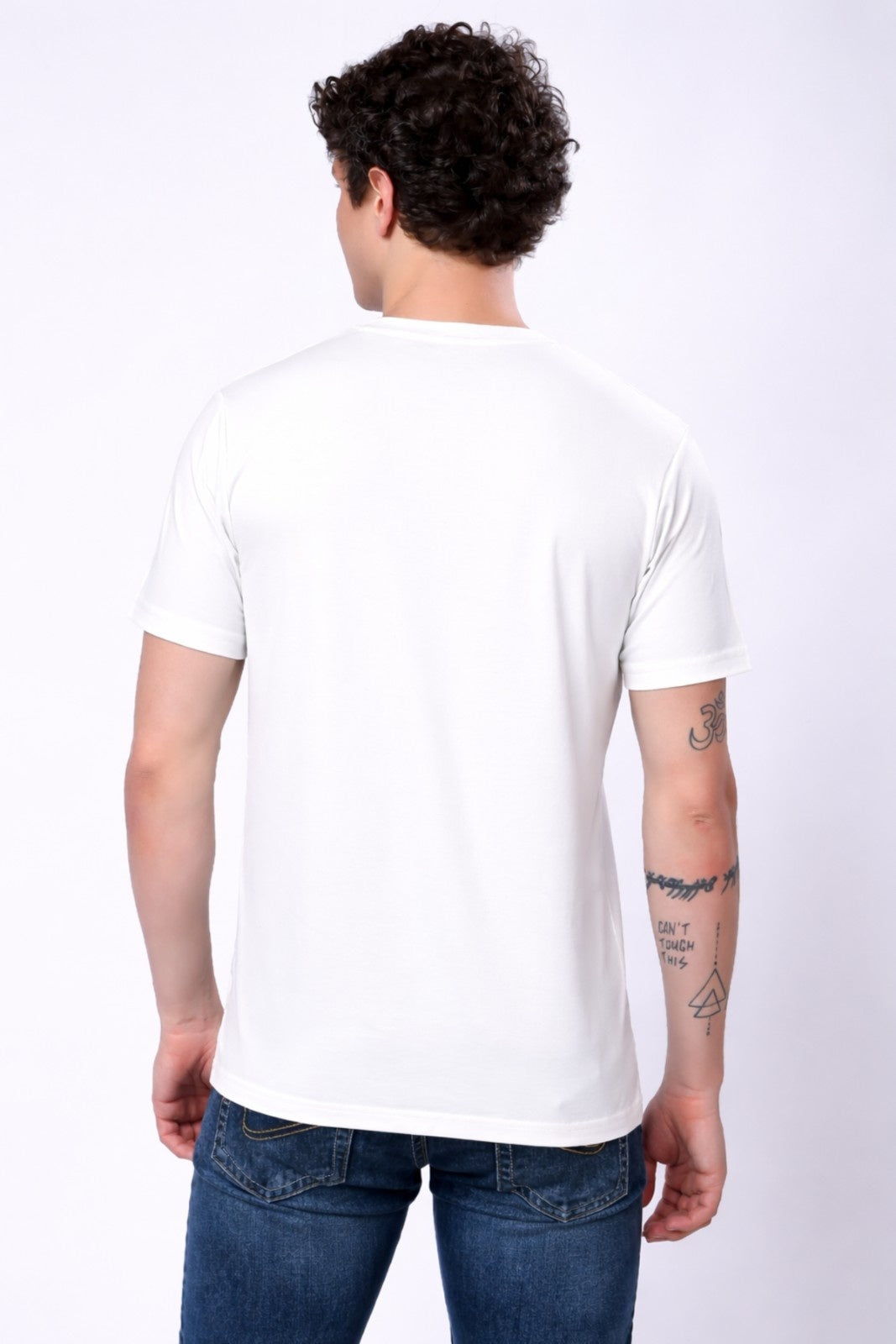 Stylox Men’s Regular Fit Round Neck Half Sleeve Casual Solid T-Shirt–White - Stylox