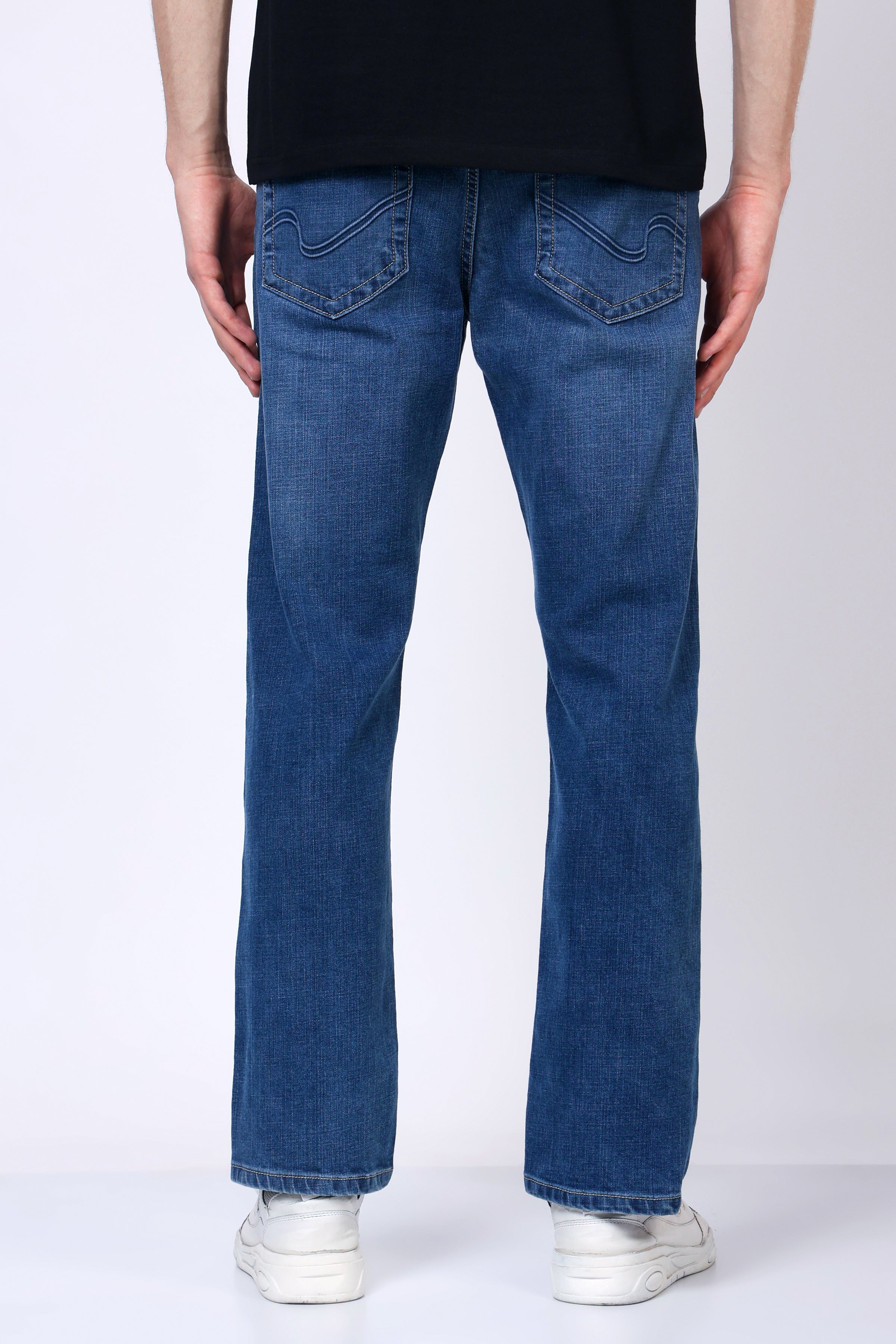 Stylox Men’s Comfort Fit Stretchable Mid Dark Blue Denim Jeans - Stylox