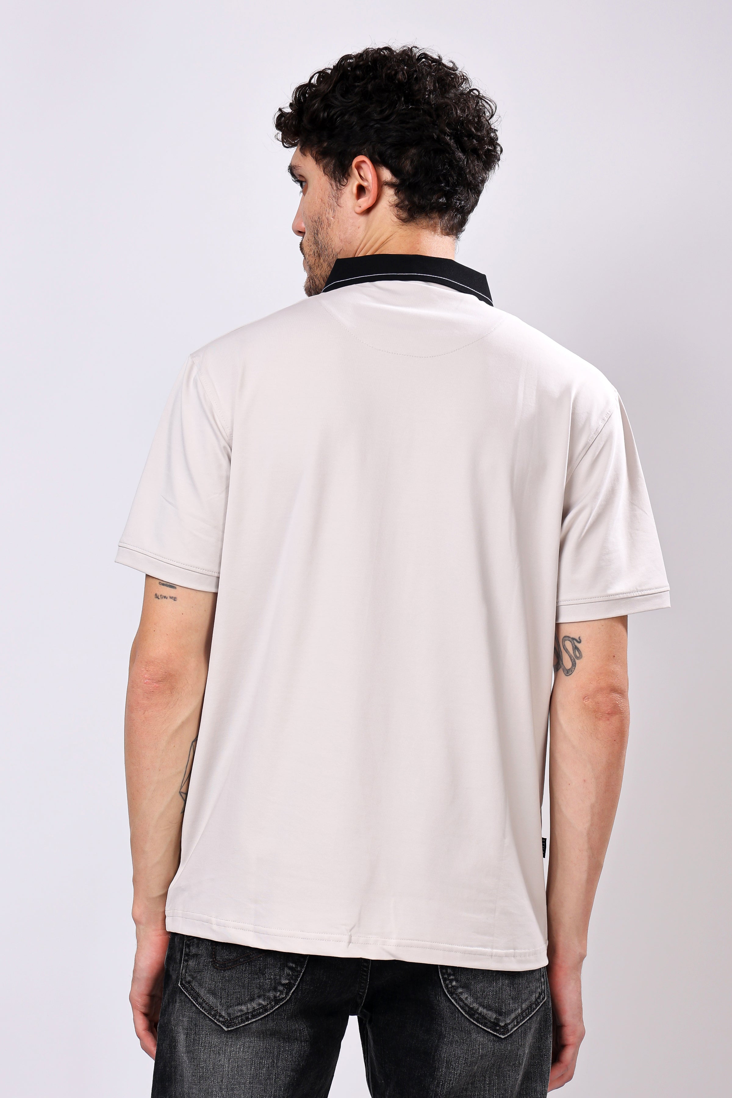 Stylox Men’s Regular Fit Contrast Collar Half Sleeve T-Shirt with Front Pocket & Zip Neck | Casual Stylish Cotton Blend Tee