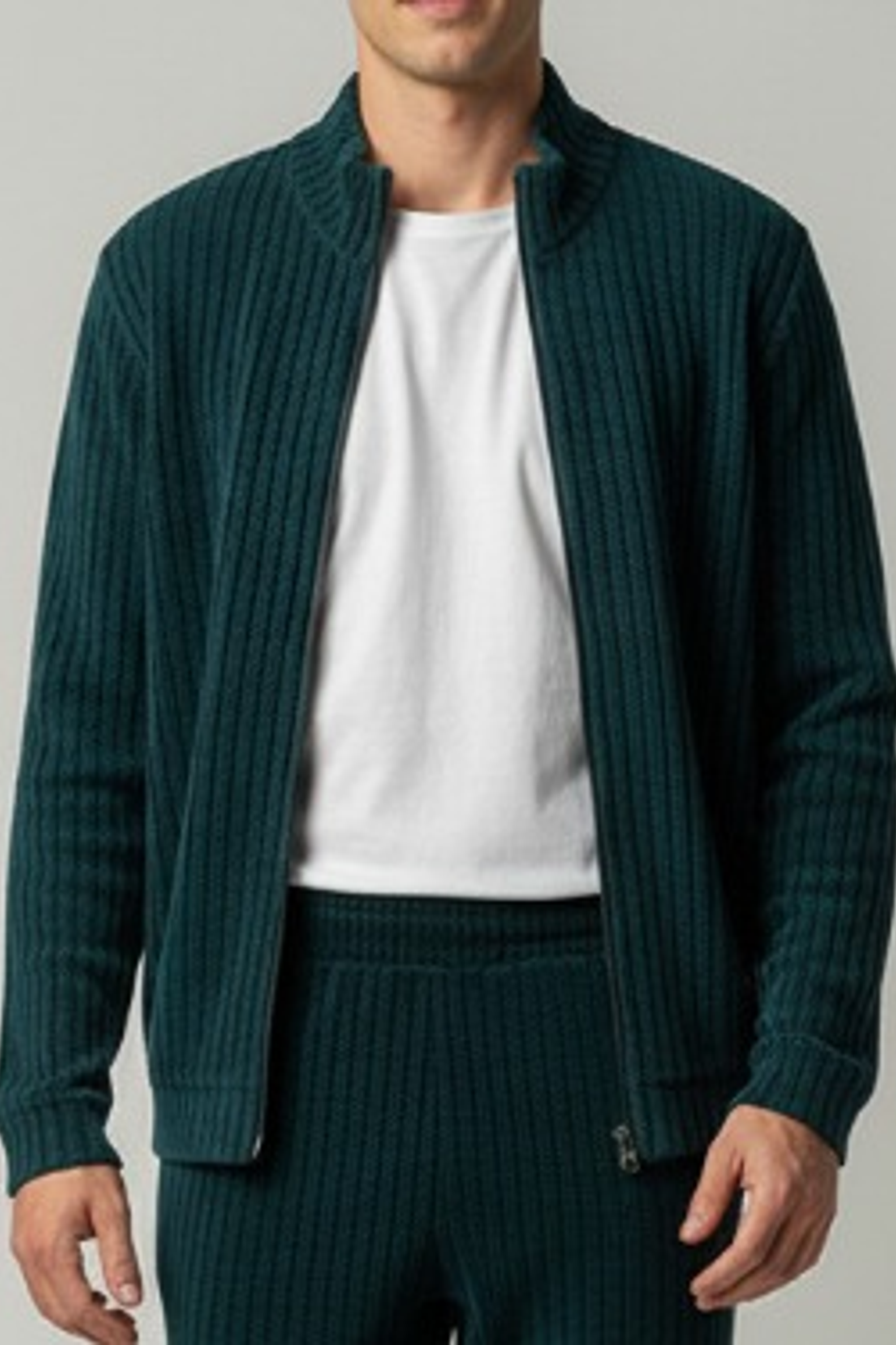 Stylox Men’s Premium Ribbed Co-Ord Set | Luxury Zip Jacket & Jogger Set