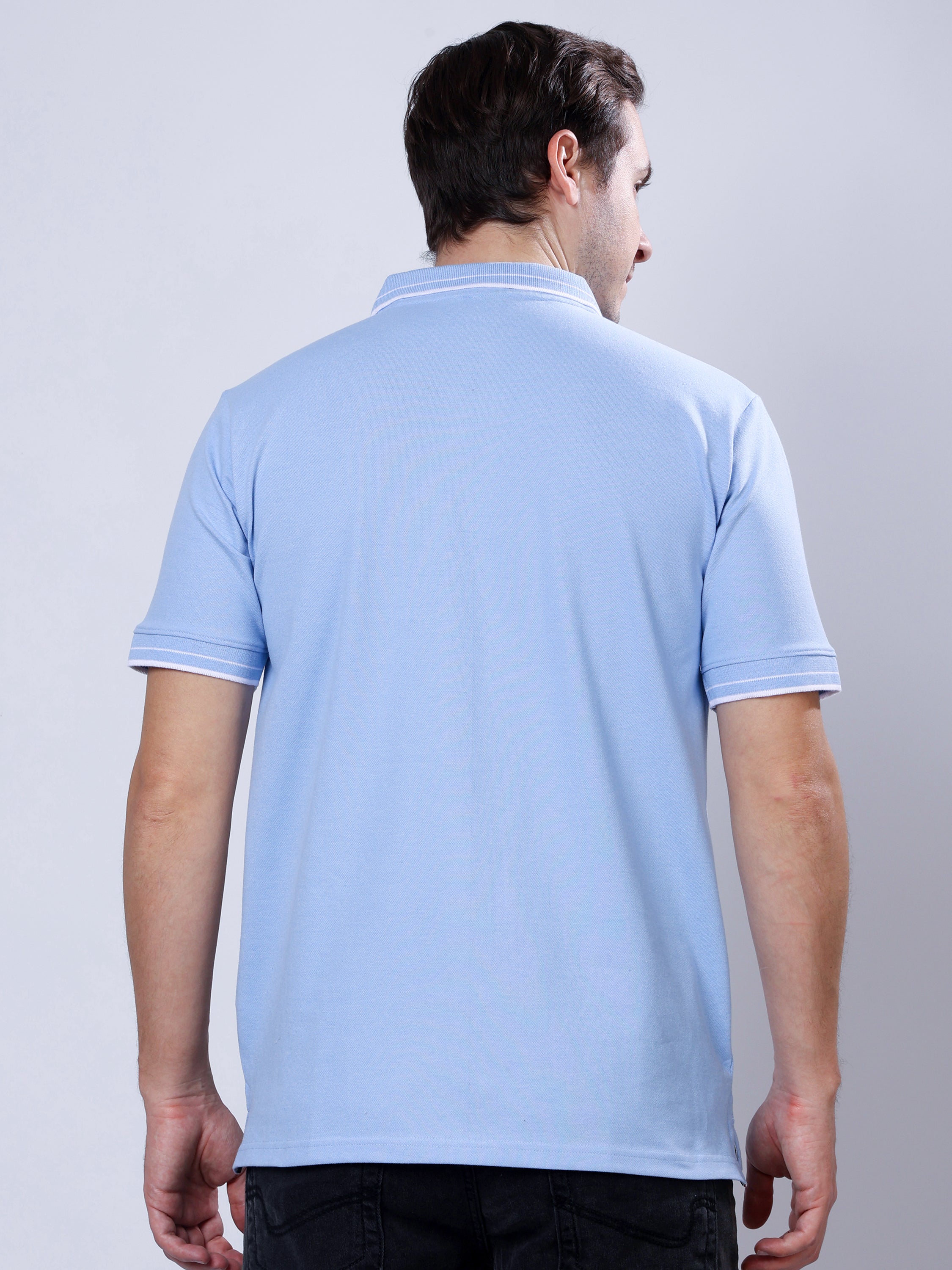 Stylox Men’s Solid Polo T-Shirt with Contrast-Tipped Collar - Stylox