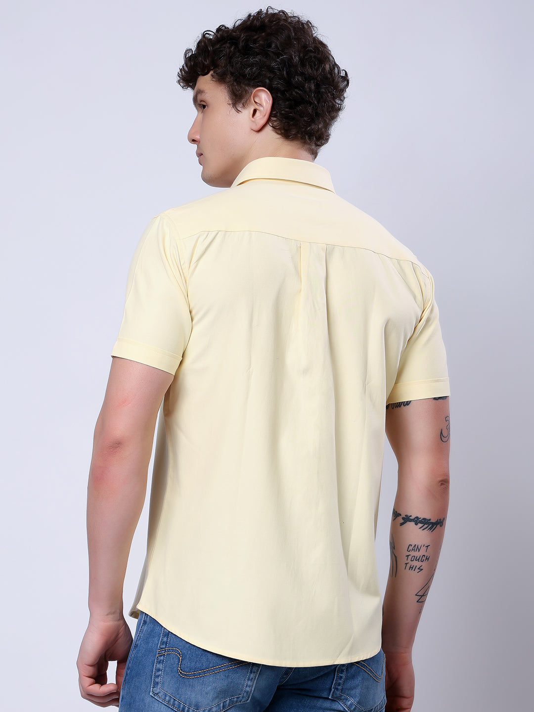 Stylox Men’s Regular Fit Half Sleeve Solid Casual Shirt-Yellow - Stylox
