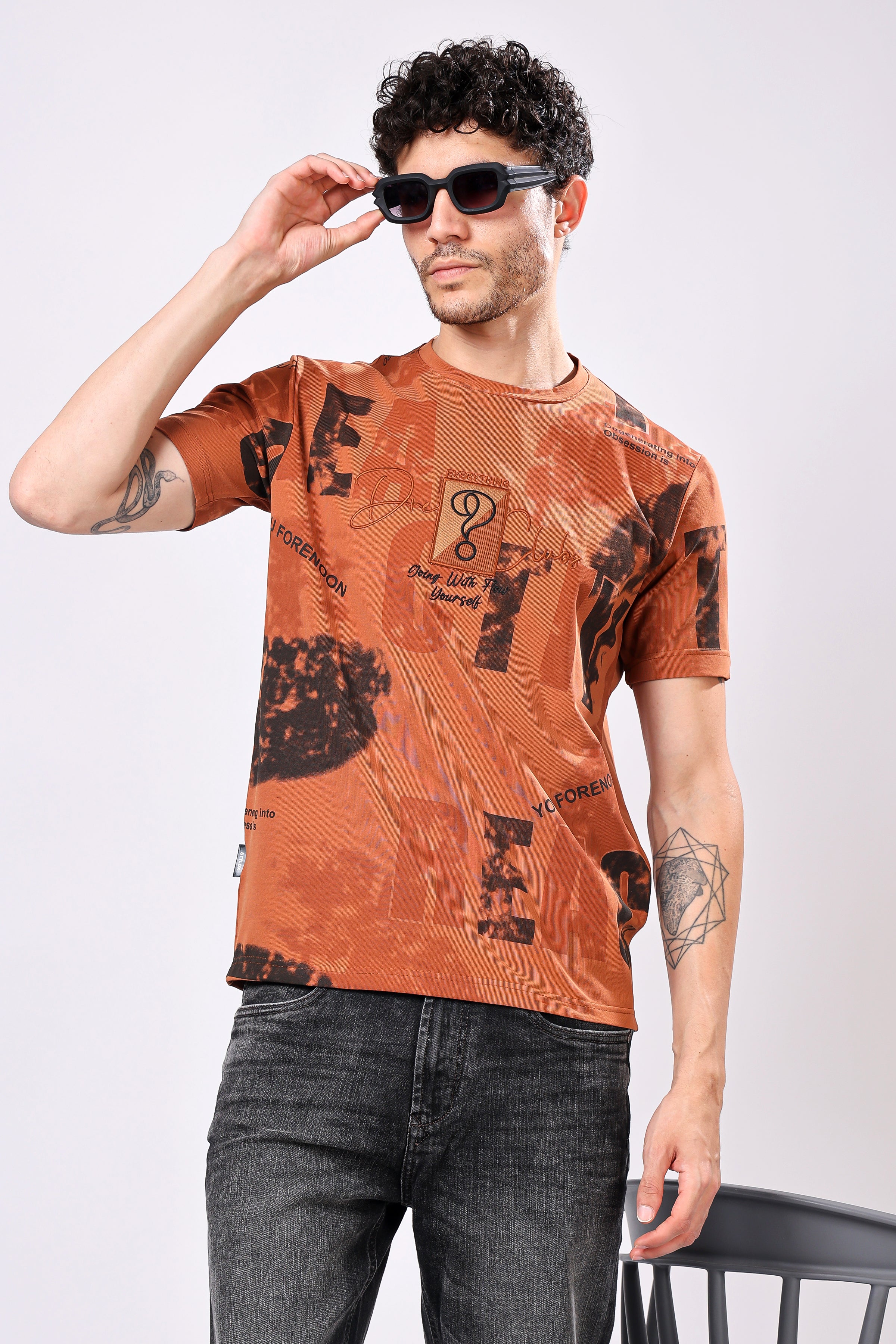 Stylox Men’s Regular Fit Round Neck Half Sleeve Printed T-Shirt | Casual Cotton Graphic Tee for Daily Wear