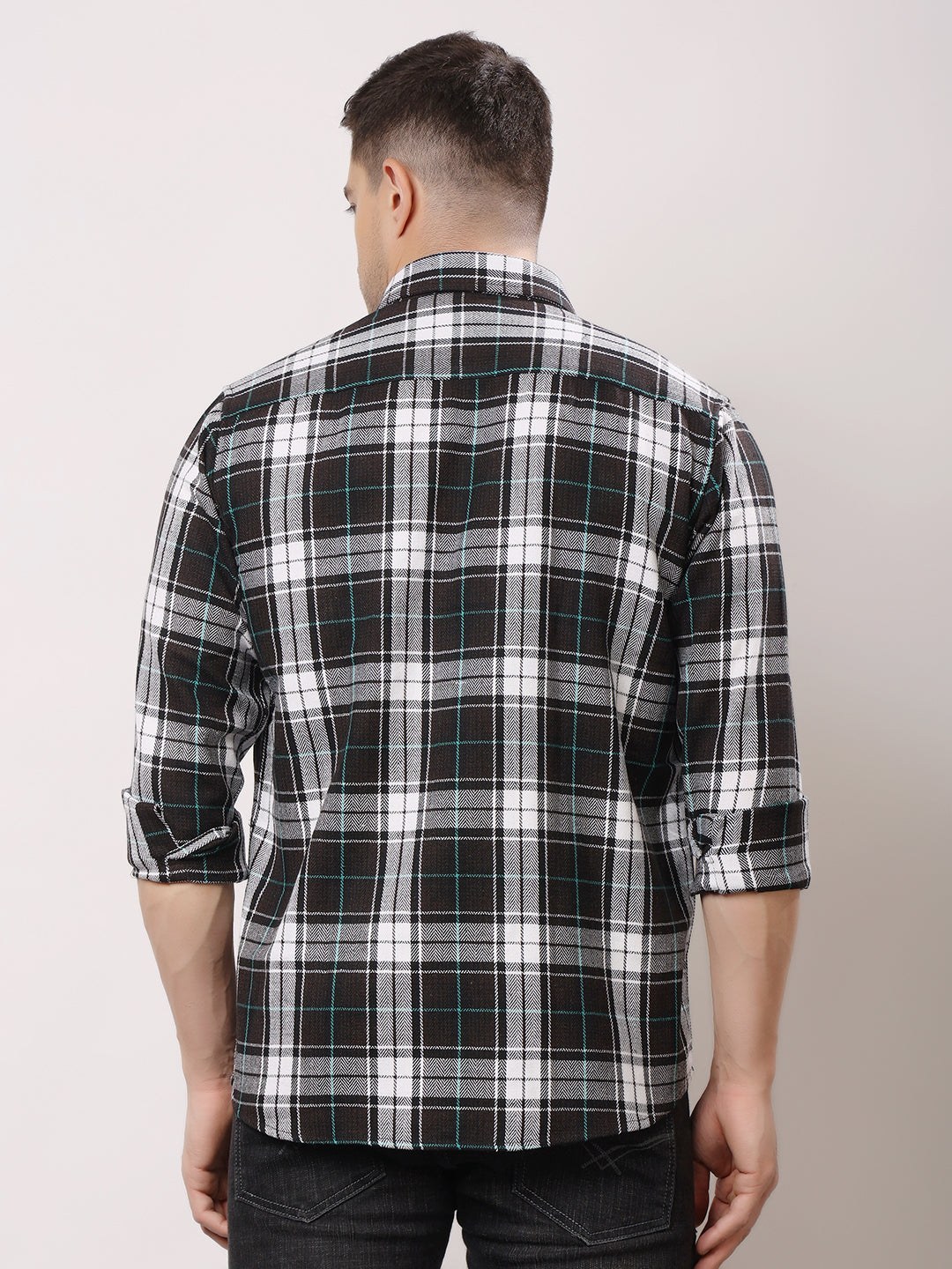 Stylox Men’s Regular Fit Full Sleeve Check Shirt with Single Pocket | Casual Cotton Checkered Shirt
