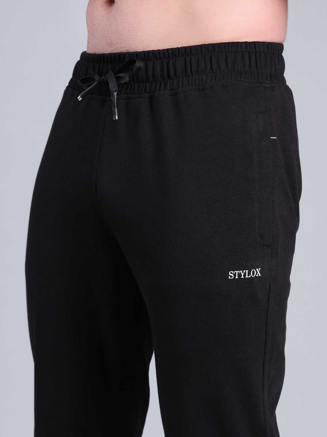 Stylox Men’s Slim Fit Trackpants | Stretchable Cotton Blend Joggers with Elastic Waist & Drawstring
