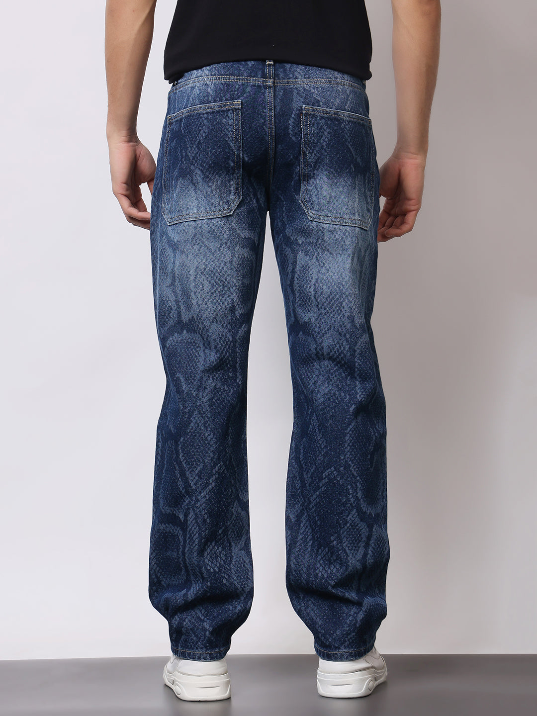 Stylox Men’s Relaxed Fit Cracked Wash Denim Jeans | Trendy Heavy Washed Straight Fit Jeans for Streetwear Style - Stylox