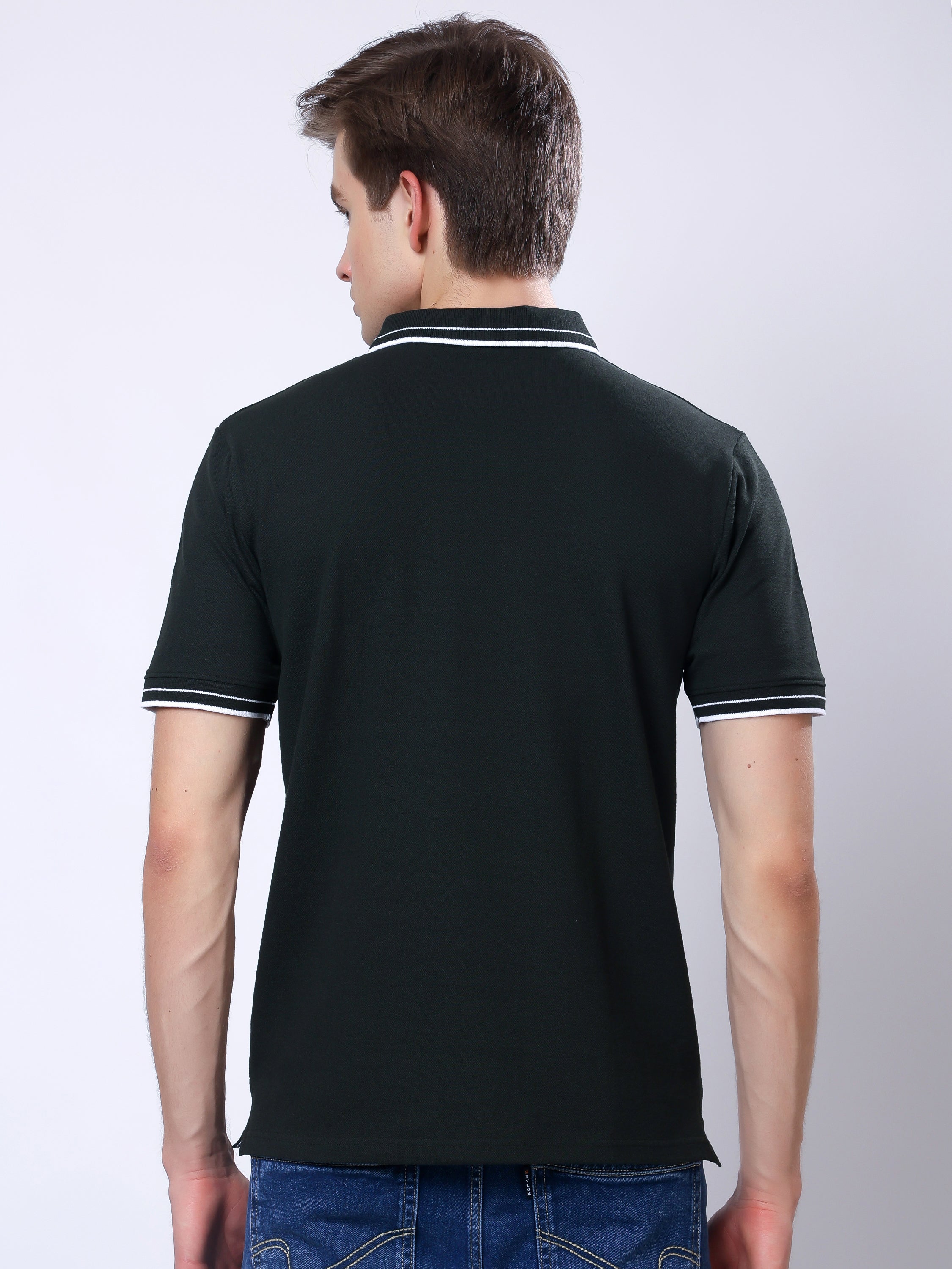 Stylox Men’s Solid Polo T-Shirt with Contrast-Tipped Collar - Stylox