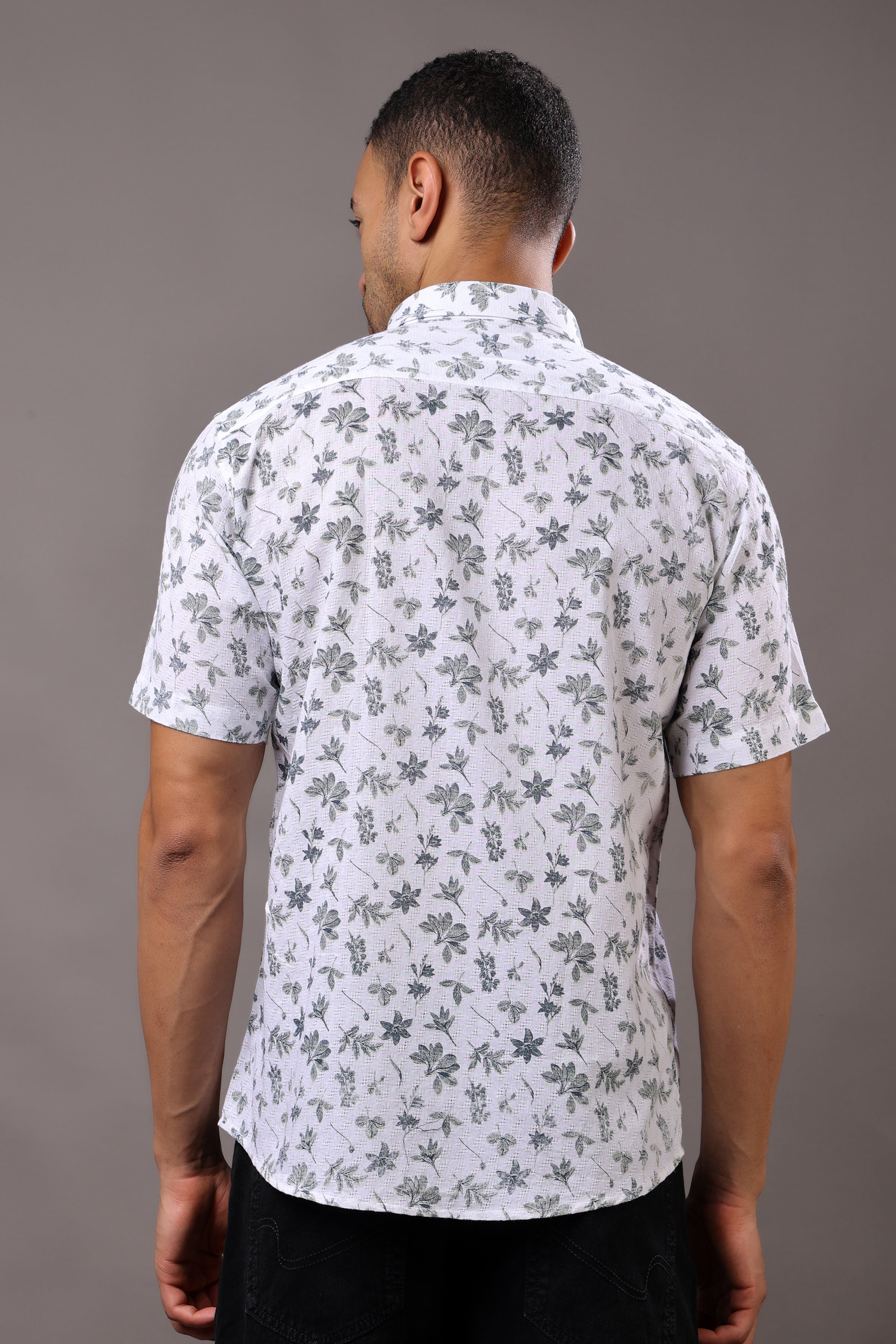 Stylox Half Sleeve Leaf Print Casual Shirt