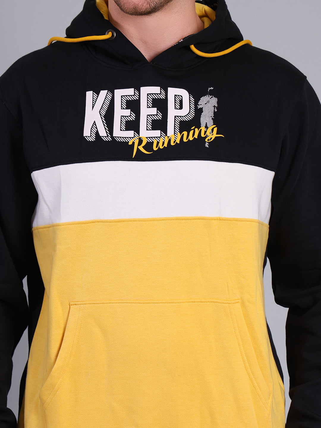 Stylox Men’s Printed Winter Hoodie | Colorblock Pullover Hoodie with Kangaroo Pocket | Warm Full Sleeve Hooded Sweatshirt