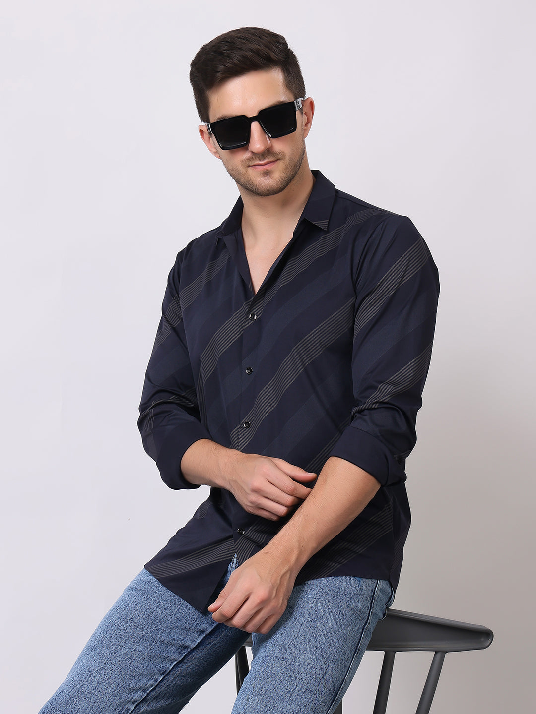 Stylox Premium Full Sleeve Striped Men’s Shirt | Stylish Slim Fit Casual & Formal Wear
