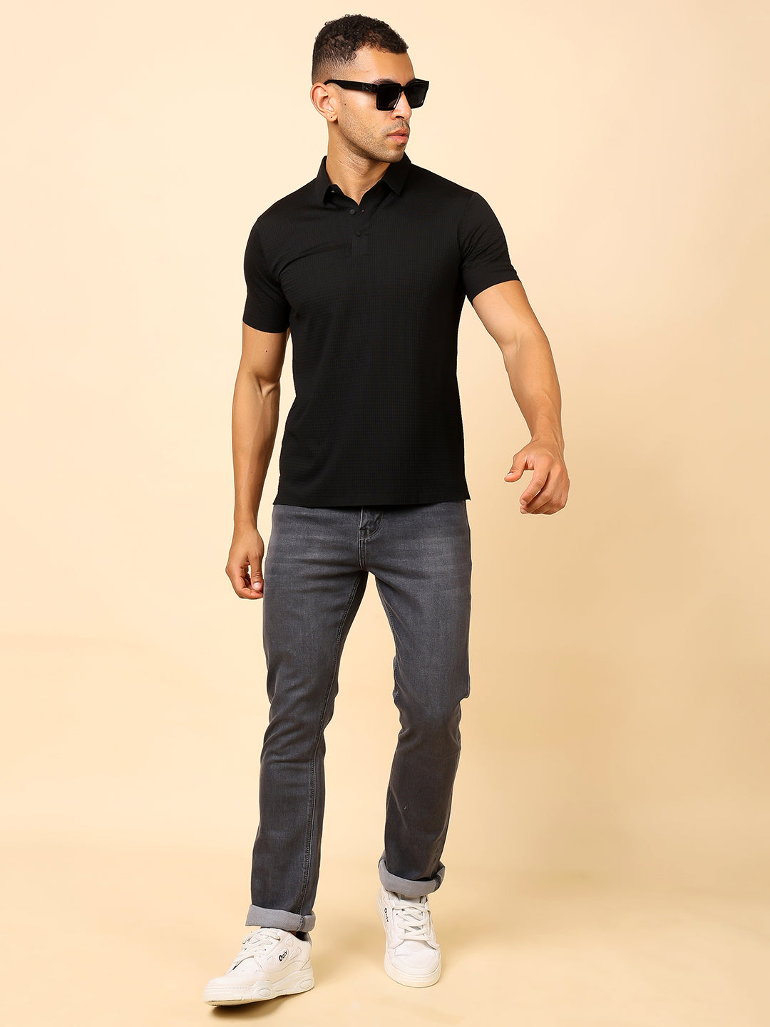 Stylox Premium Stretchable Nylon-Spandex Solid Polo T-Shirt – Sleek Comfort & Performance