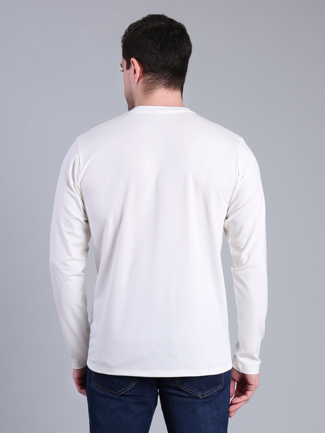 Stylox Men’s Full Sleeve Round Neck T-Shirt | Solid Slim Fit Cotton Blend Casual Tee