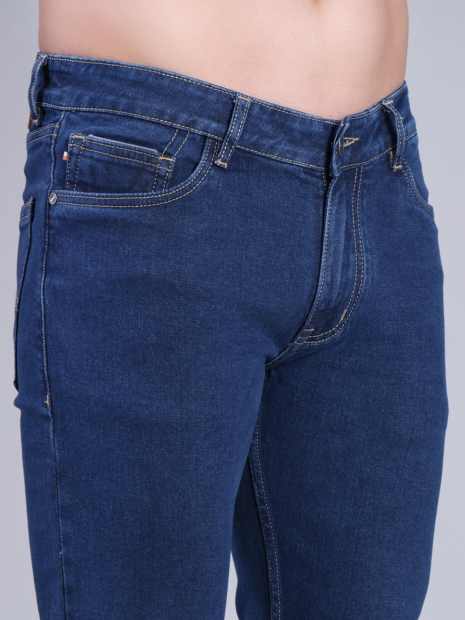 Stylox Men’s Slim Fit Mid Rise Stretchable Casual Denim Jeans-Dark Blue - Stylox