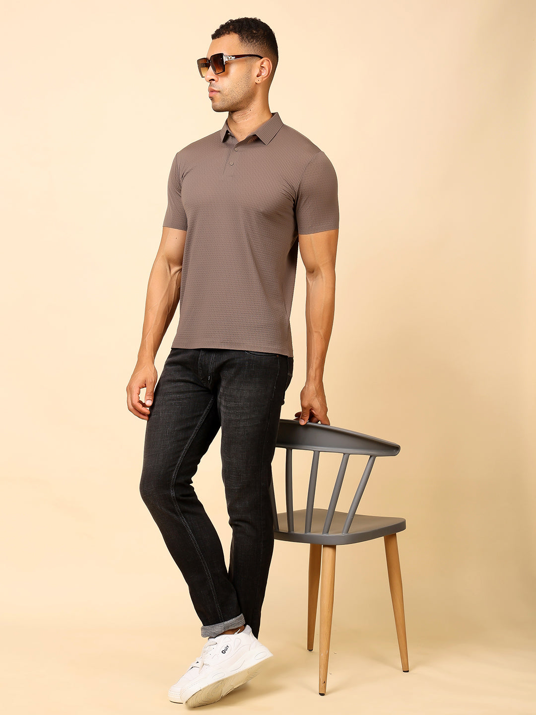 Stylox Premium Stretchable Nylon-Spandex Solid Polo T-Shirt – Sleek Comfort & Performance