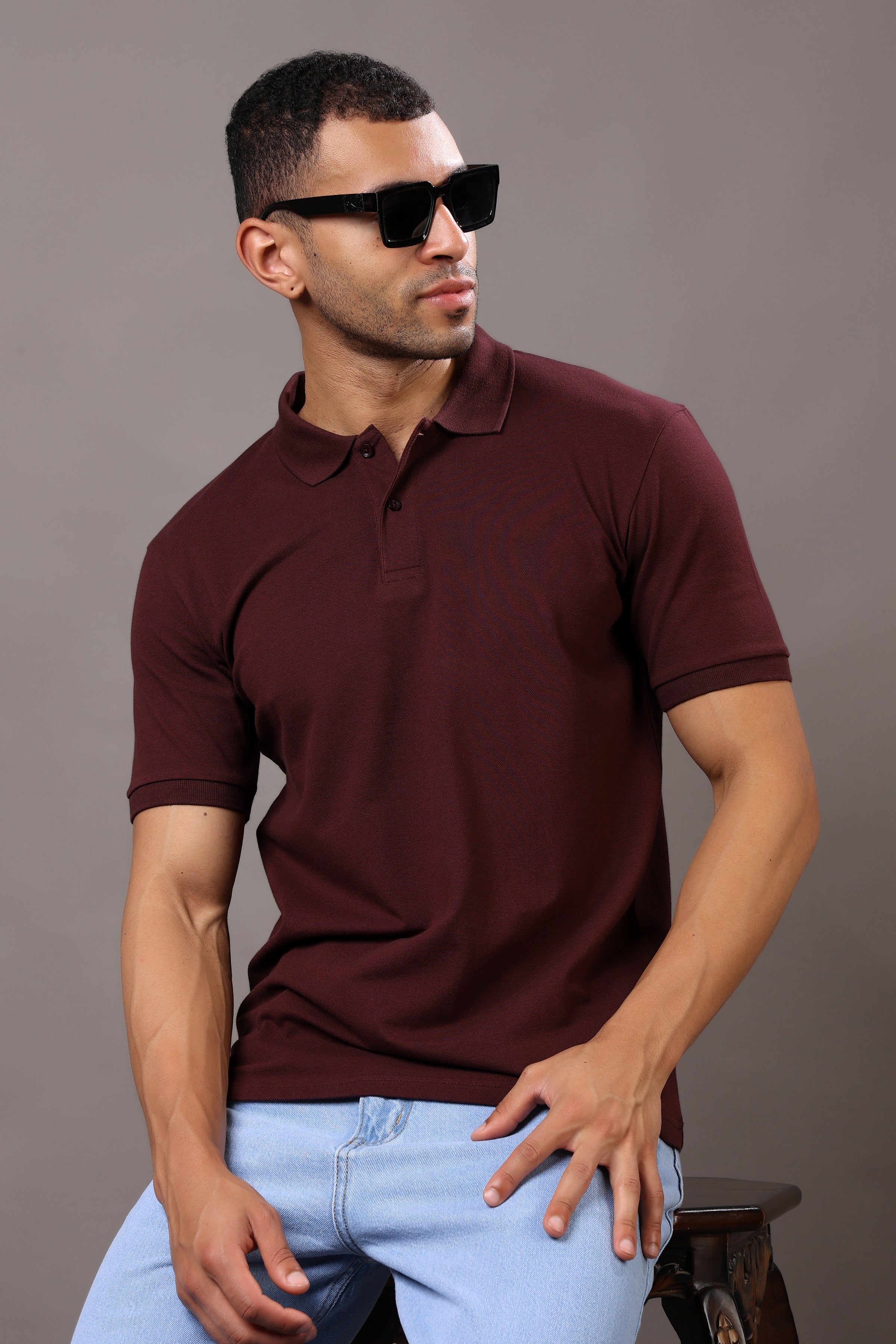 Stylox Men’s Polo Collar Solid T-Shirt - Soft, Breathable & Everyday Wear