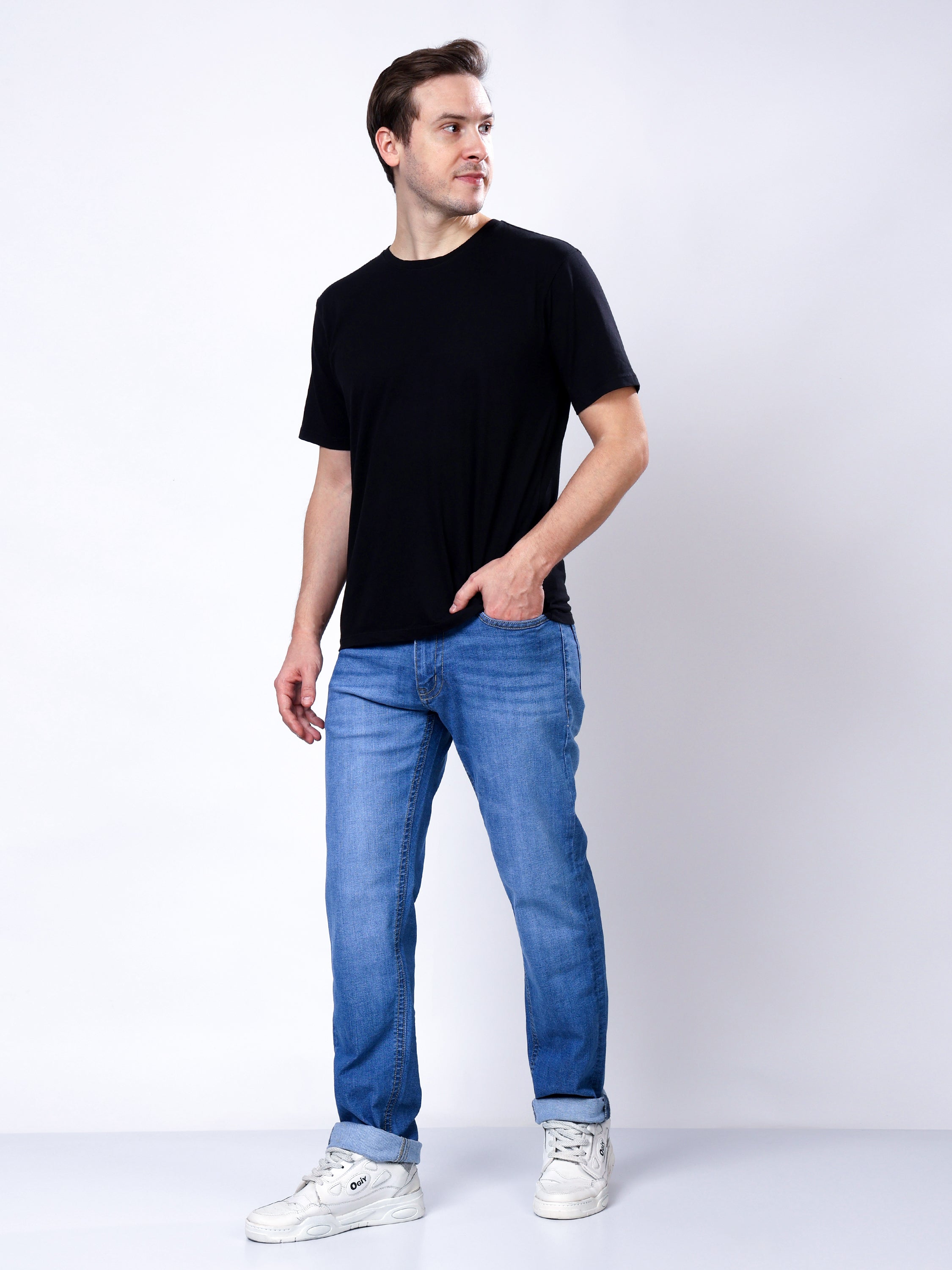 Stylox Men’s Slim Fit Stretchable Light Blue Denim Jeans - Stylox