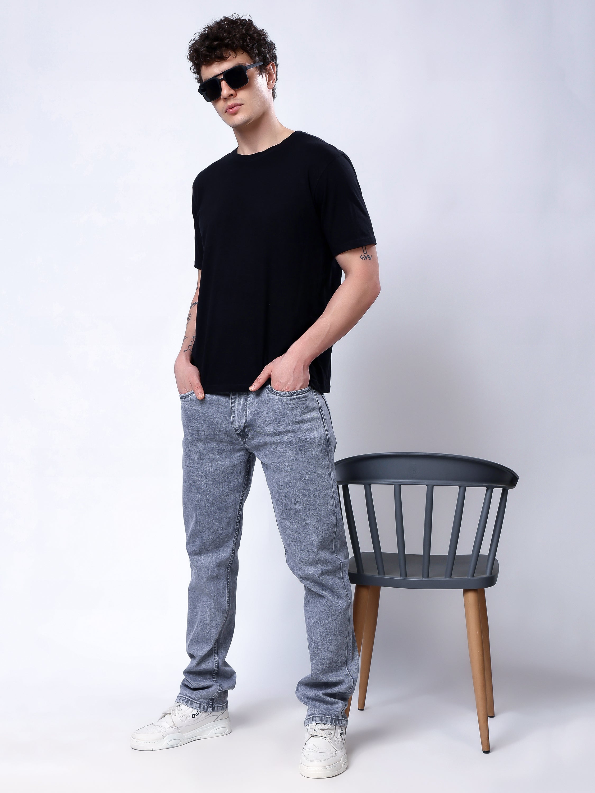 Stylox Men’s Slim Fit Stretchable Steel Grey Denim Jeans - Stylox