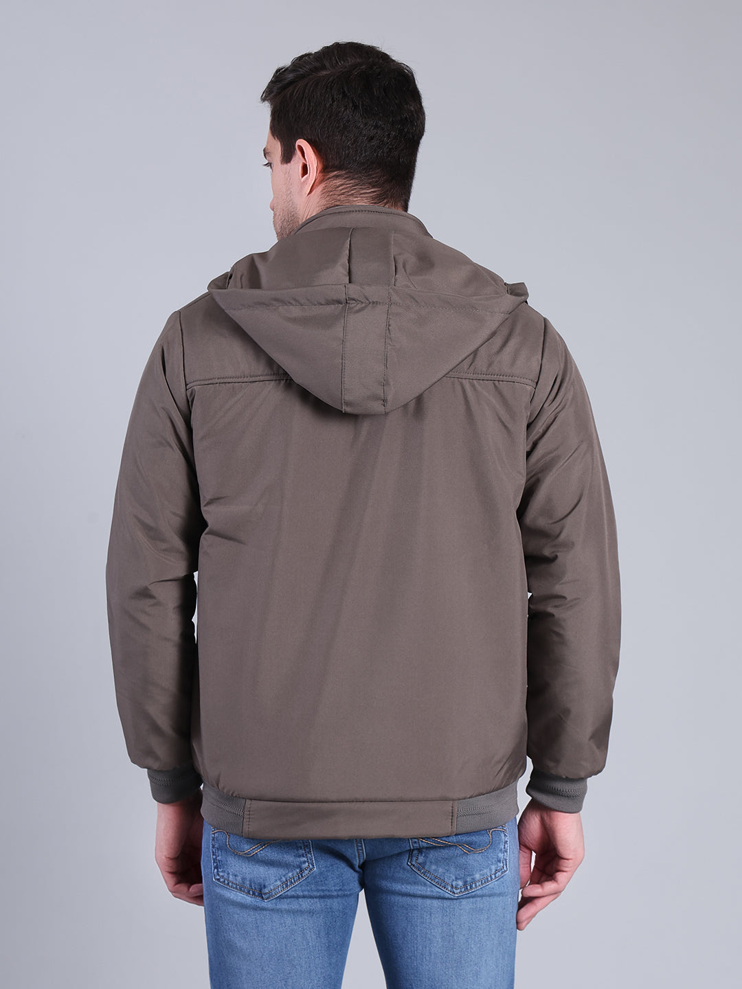 Stylox Men’s Solid Hooded Winter Jacket | Full Sleeve Zip-Up Casual Jacket with Pockets