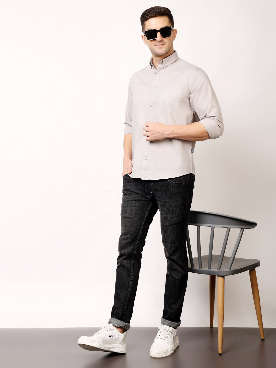 Stylox Men’s Premium Oxford Full Sleeve Solid Shirt | Casual & Formal Wear | Soft Cotton Blend