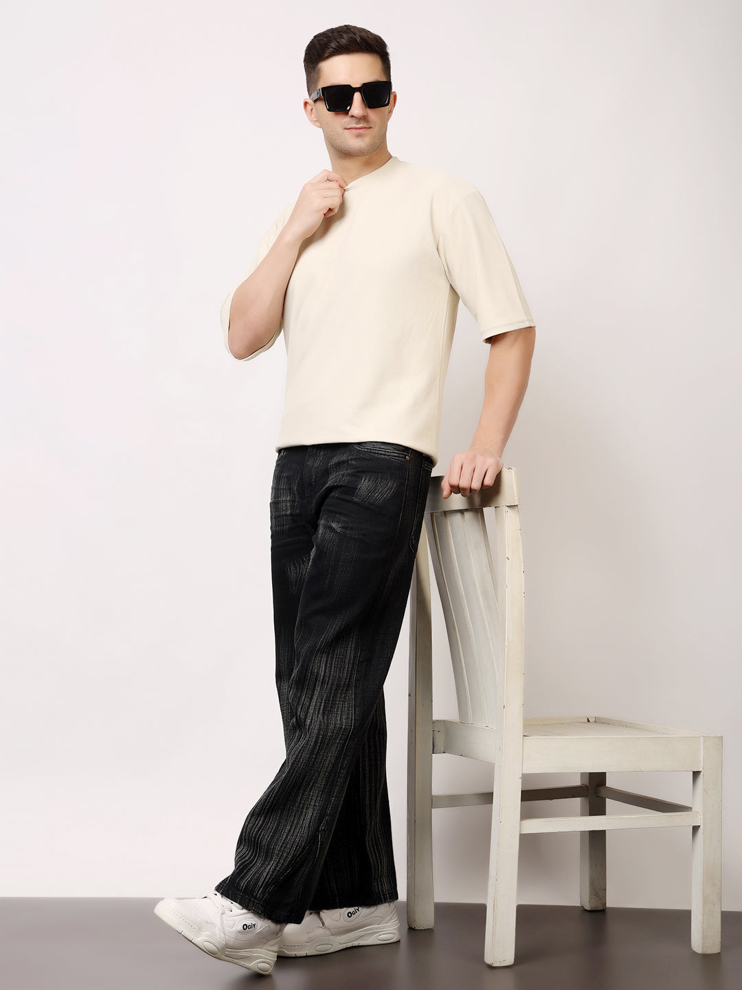 Stylox Men’s Washed Stretchable Baggy Fit Jeans – Loose Fit Vintage Denim for Streetwear & Casual Wear