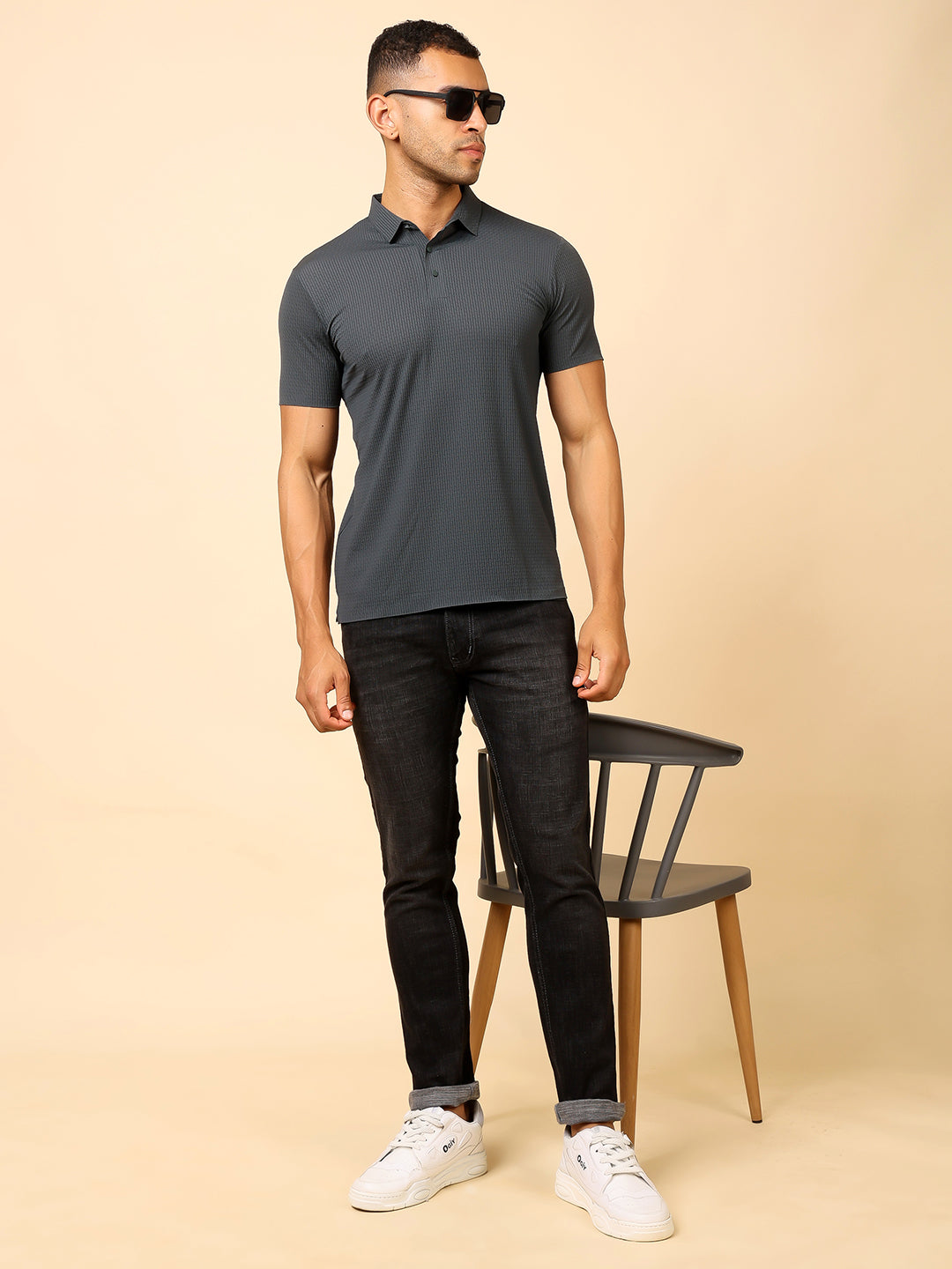 Stylox Premium Stretchable Nylon-Spandex Solid Polo T-Shirt – Sleek Comfort & Performance