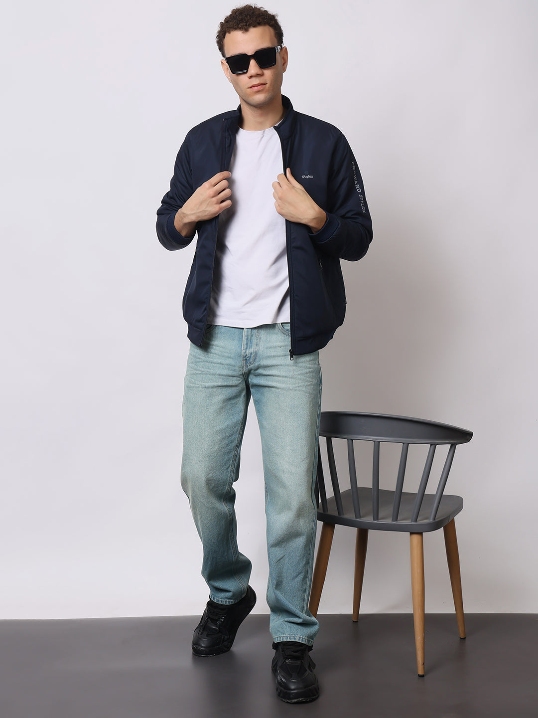 Stylox Men’s High-Neck Winter Jacket – Lightweight Windcheater with Warm Lining & Full-Zip Closure