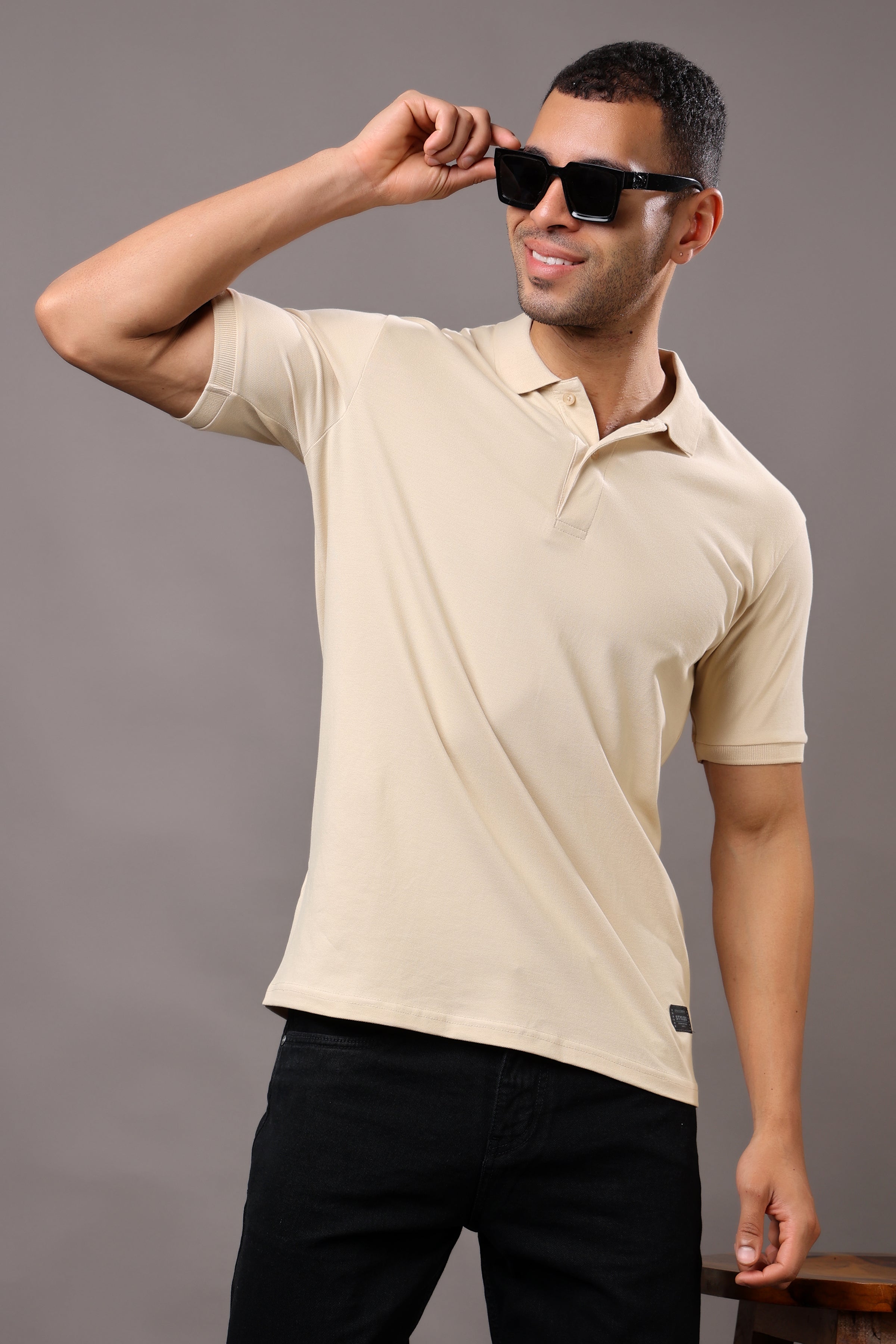 Stylox Men’s Polo Collar Solid T-Shirt - Soft, Breathable & Everyday Wear