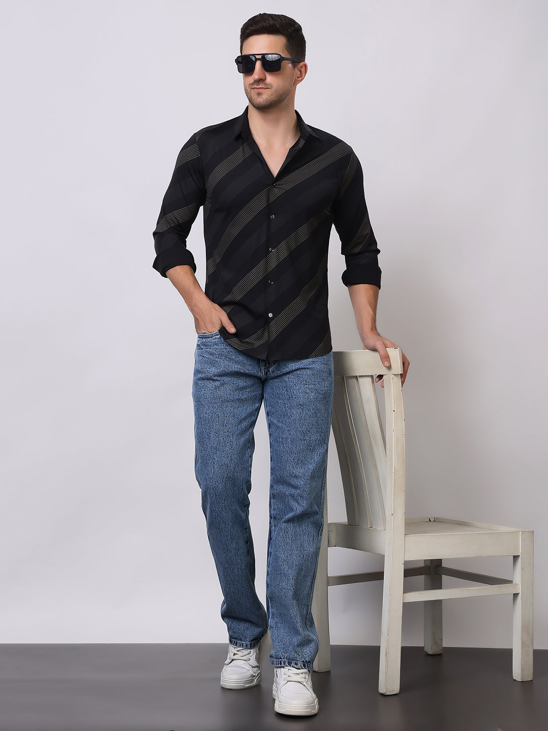 Stylox Premium Full Sleeve Striped Men’s Shirt | Stylish Slim Fit Casual & Formal Wear