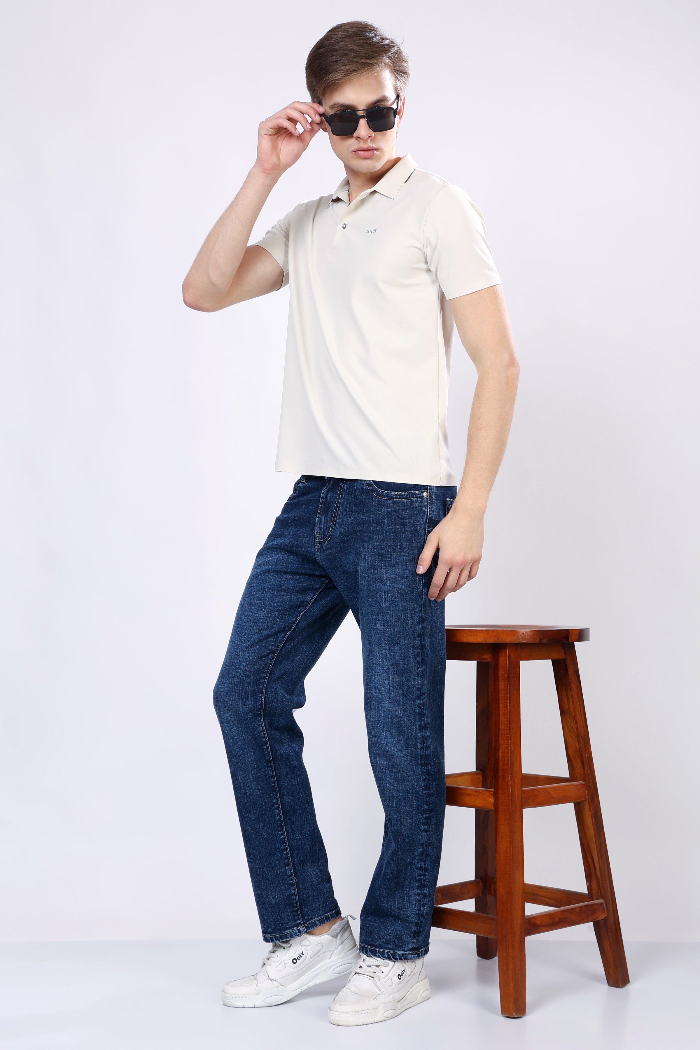 Stylox Men’s Comfort Fit Stretchable Dark Blue Denim Jeans - Stylox