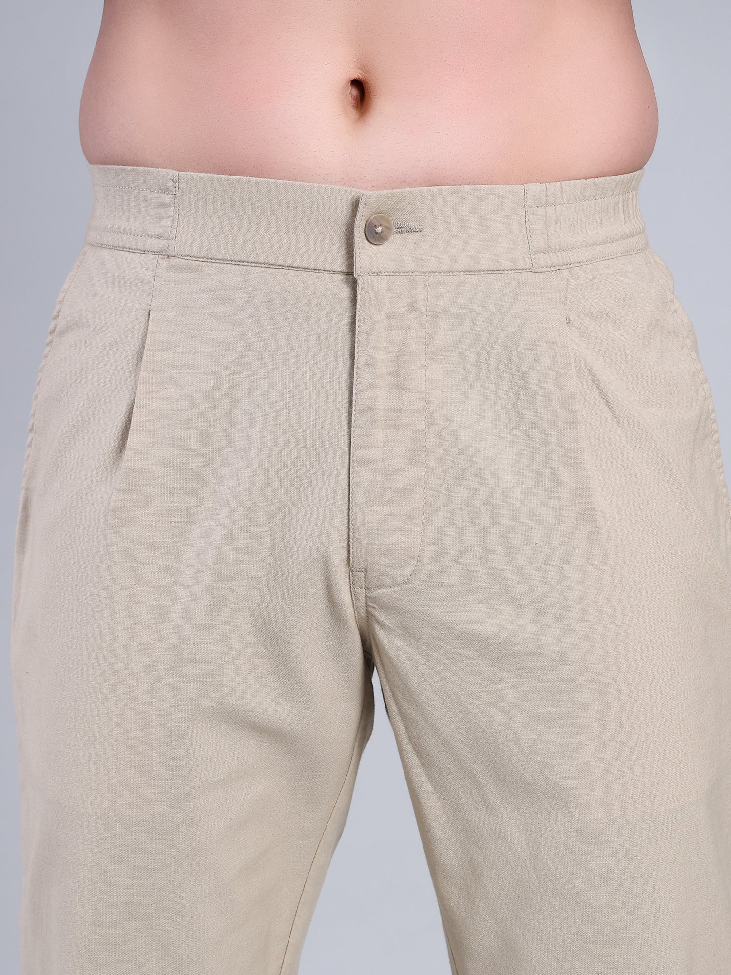 Stylox Men’s Cotton Linen Blend Trousers | Regular Fit Pleated Pants