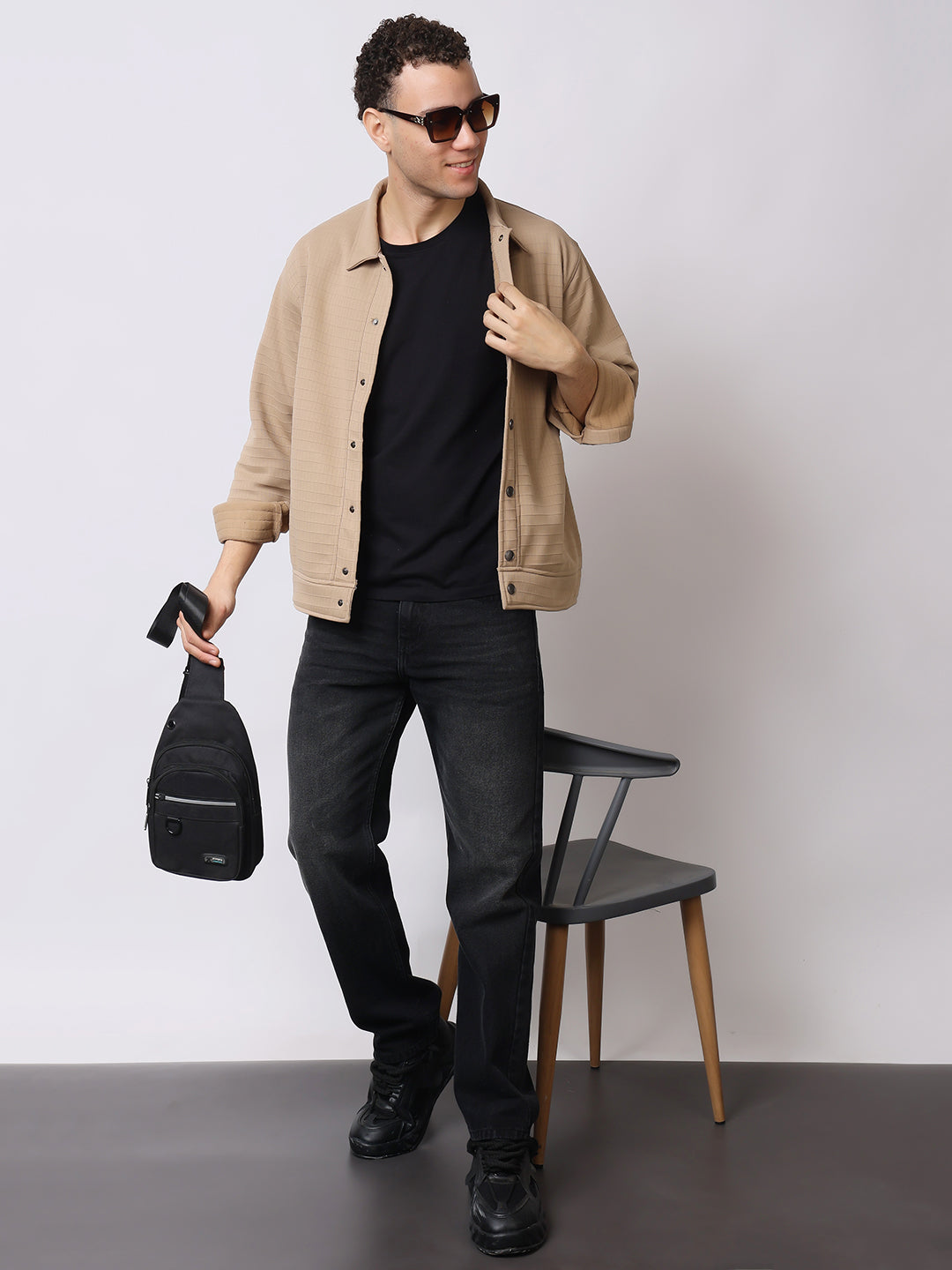 Stylox Men’s Textured Button-Down Shacket – Lightweight Casual Jacket for Winter & Fall