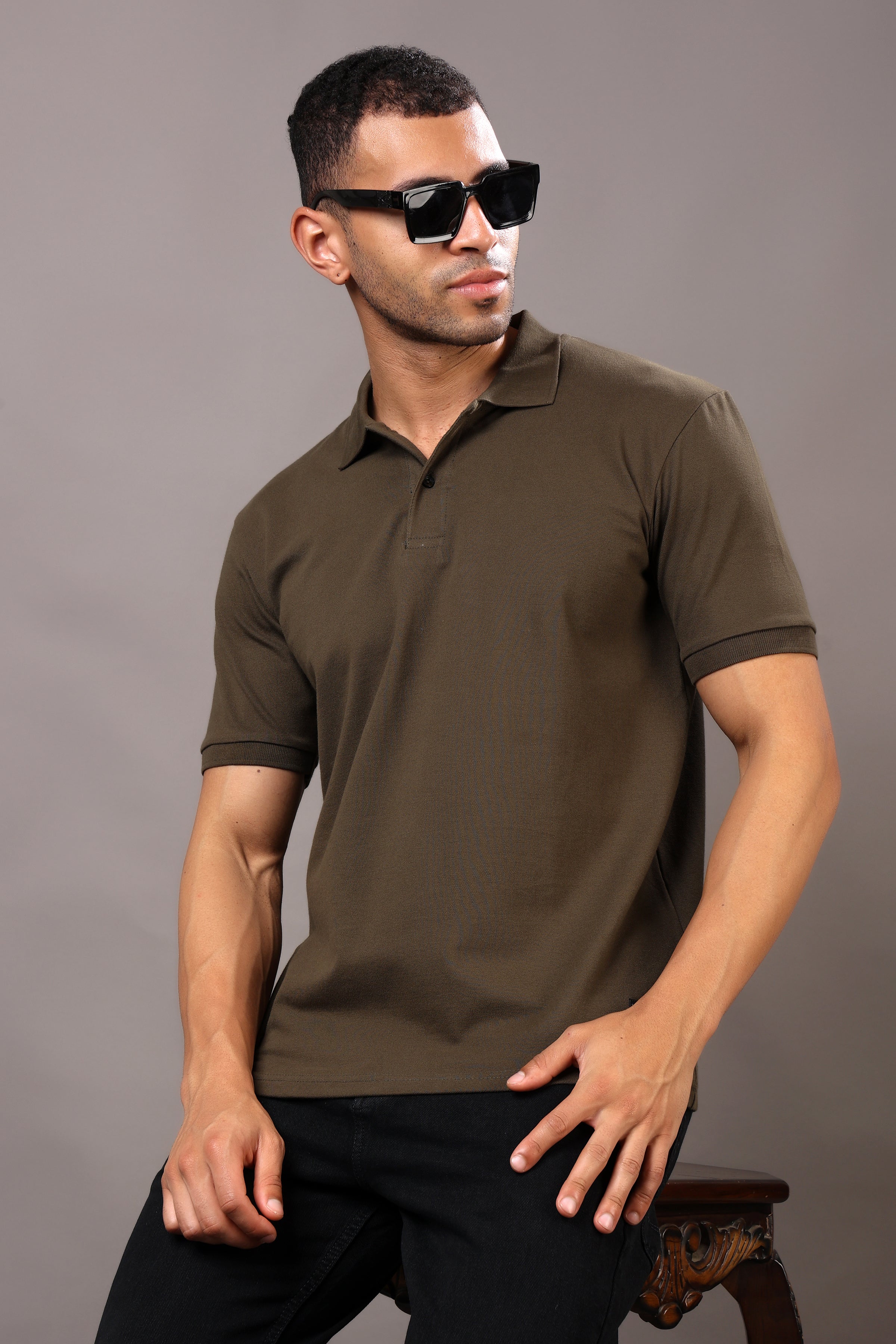 Stylox Men’s Polo Collar Solid T-Shirt - Soft, Breathable & Everyday Wear