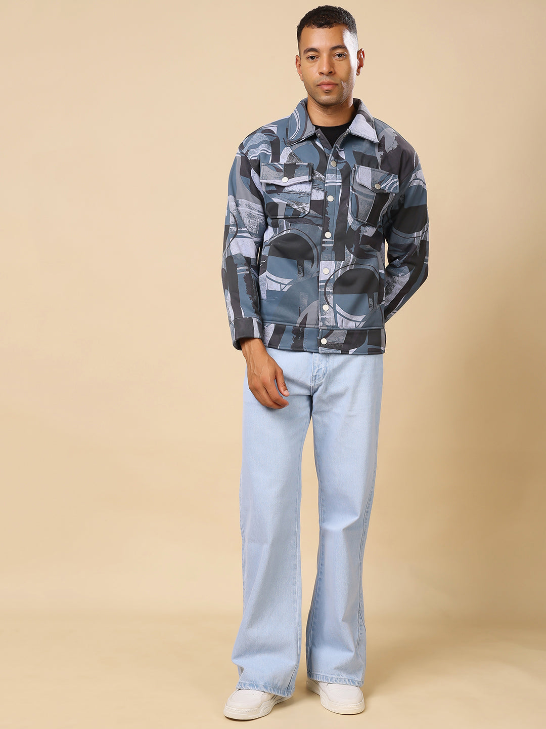 Stylox Men’s Printed Full Sleeve Jacket with Button Closure – Bold Style, Effortless Comfort