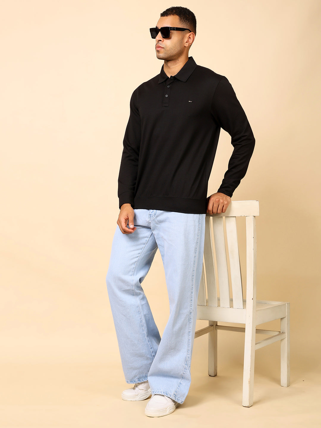 Stylox Men’s Polo Neck Sweatshirt with Button Placket