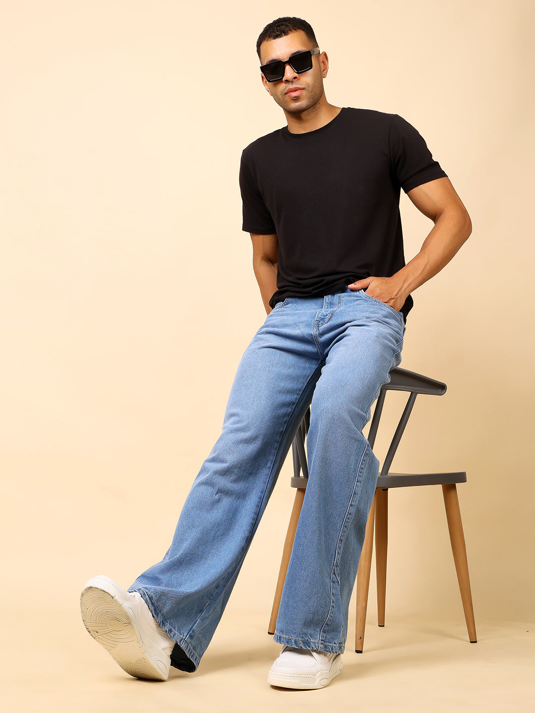 Stylox Men’s Baggy Fit Relaxed Casual Denim Jeans - Dark Blue, Mid Night Blue & Light Blue,